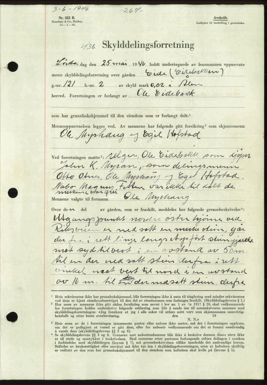 Gauldal sorenskriveri, SAT/A-0014/1/2/2C: Pantebok nr. A2, 1946-1946, Dagboknr: 436/1946