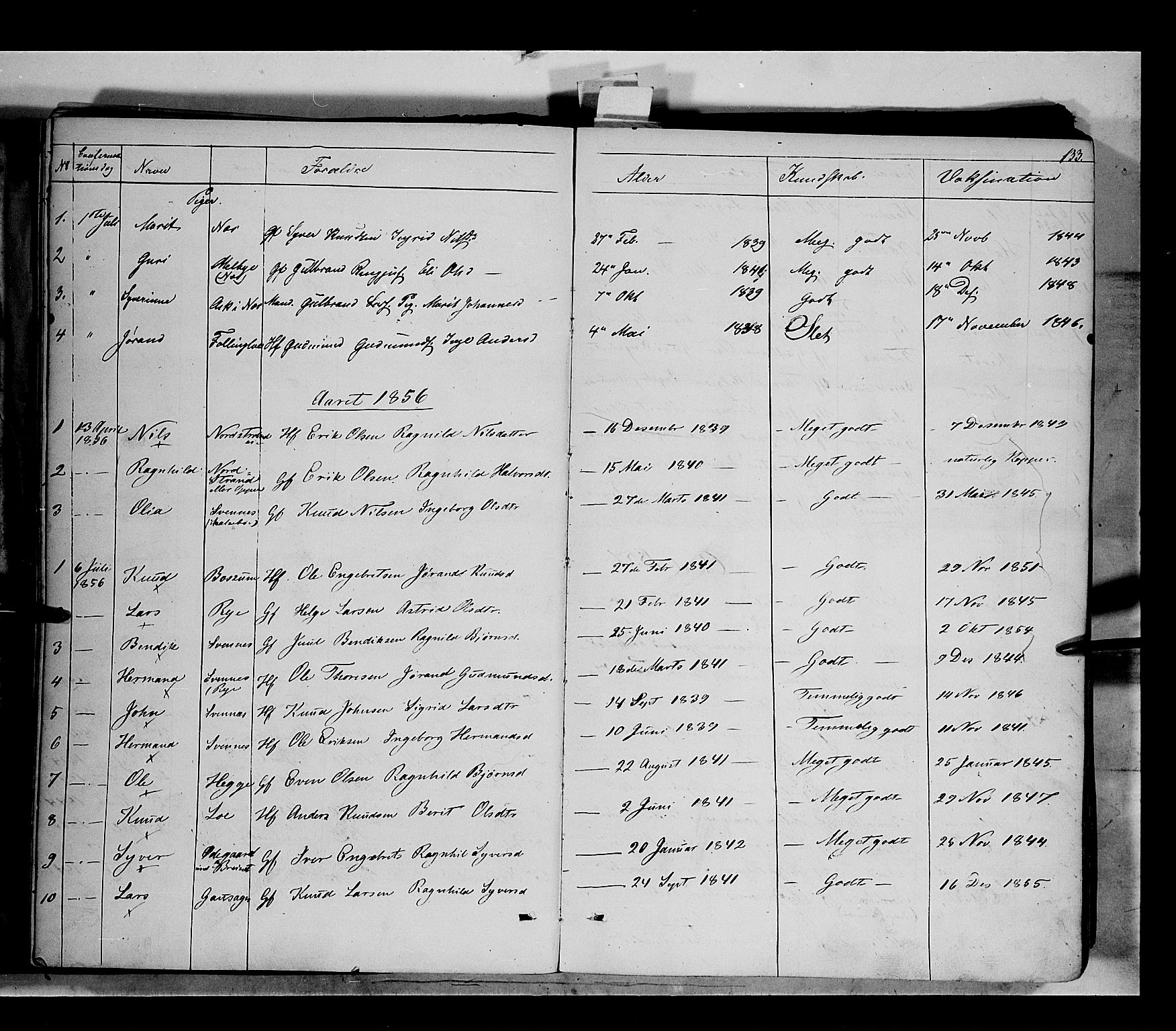 Nord-Aurdal prestekontor, AV/SAH-PREST-132/H/Ha/Haa/L0005: Ministerialbok nr. 5, 1842-1863, s. 133