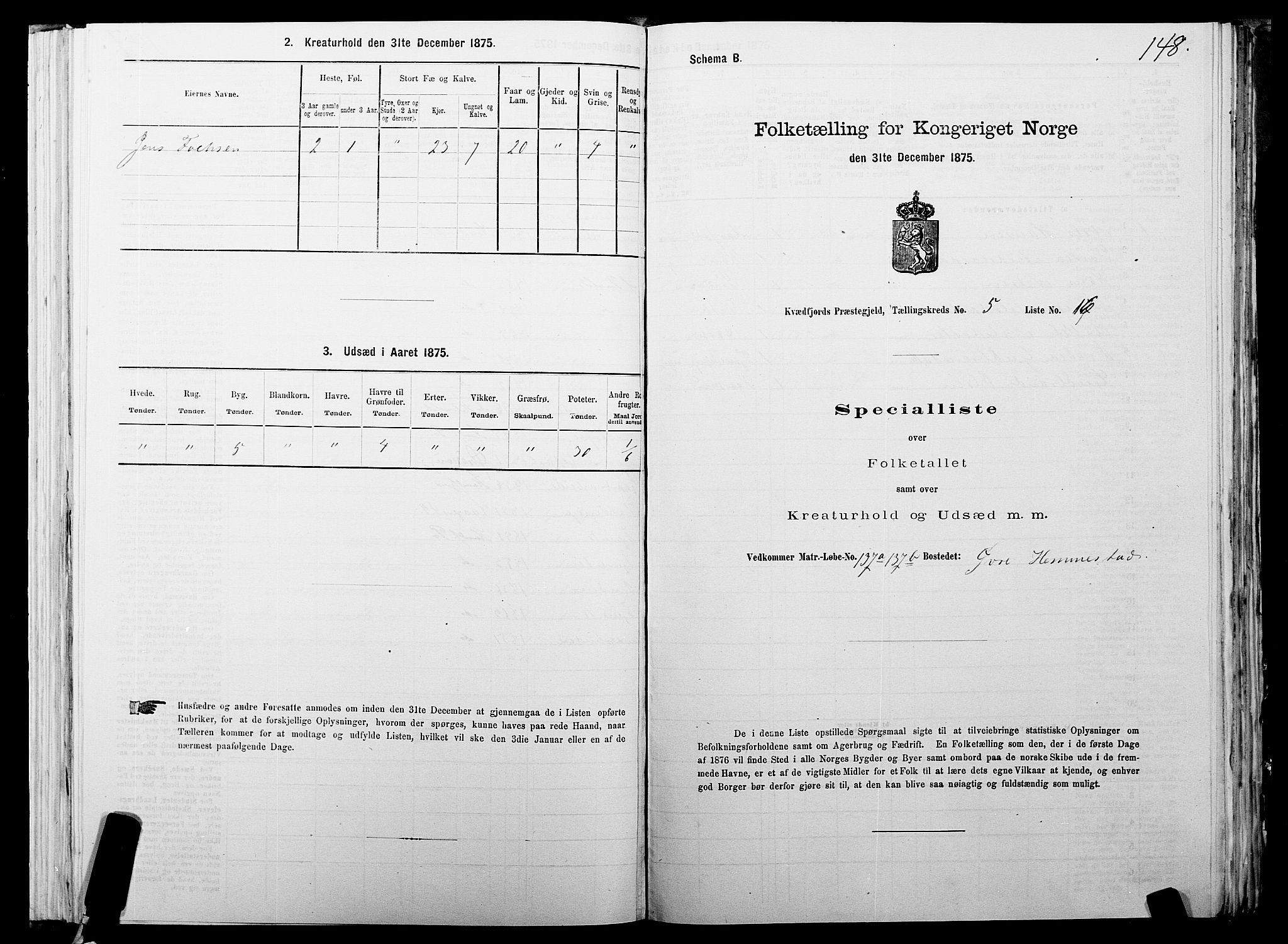 SATØ, Folketelling 1875 for 1911P Kvæfjord prestegjeld, 1875, s. 3148