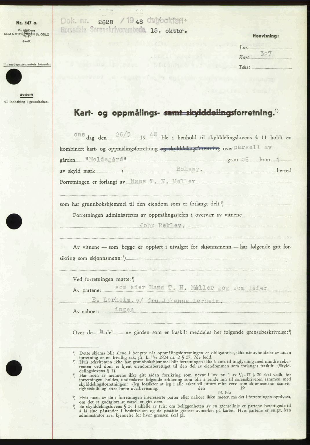 Romsdal sorenskriveri, SAT/A-4149/1/2/2C: Pantebok nr. A27, 1948-1948, Dagboknr: 2628/1948