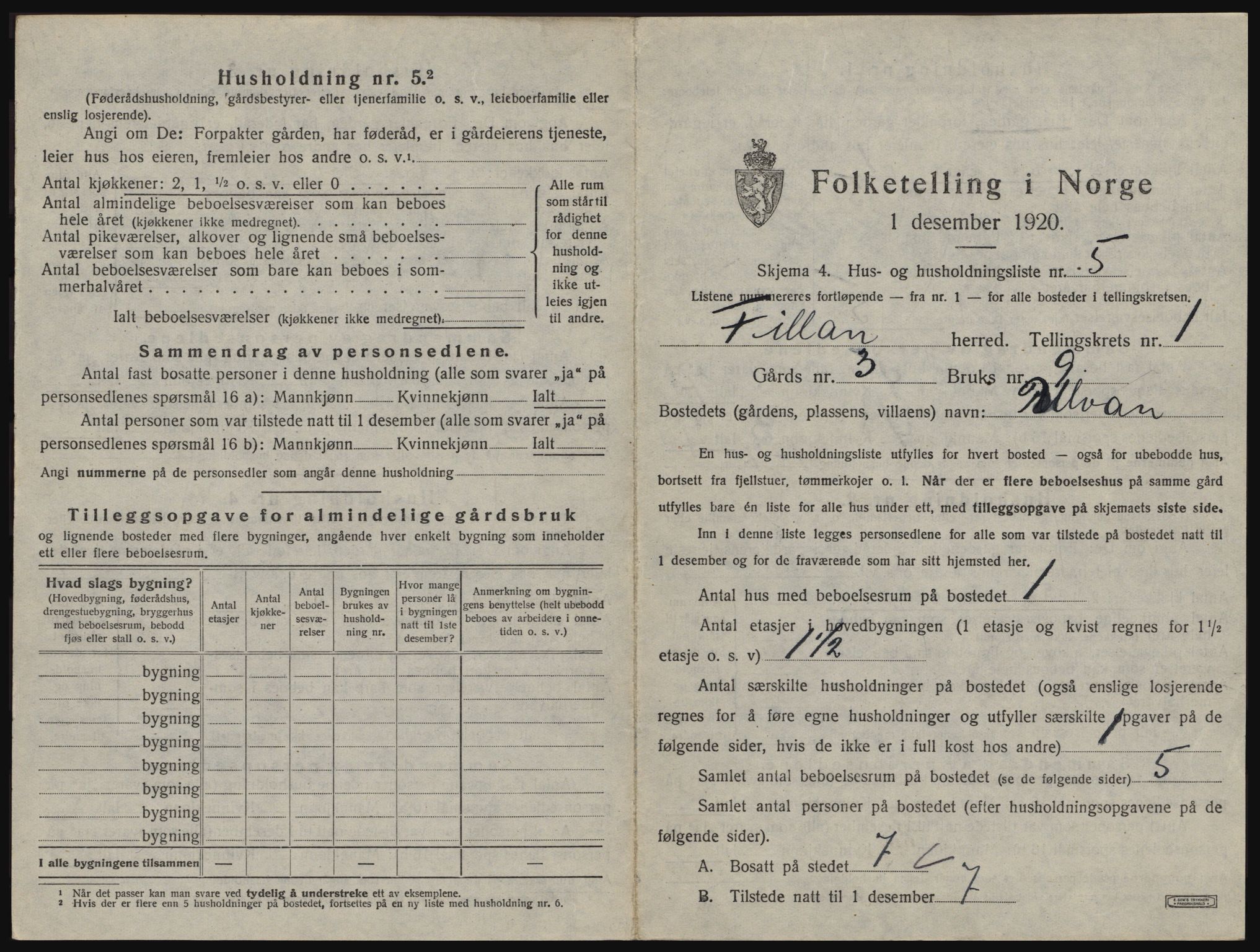 SAT, Folketelling 1920 for 1616 Fillan herred, 1920, s. 42