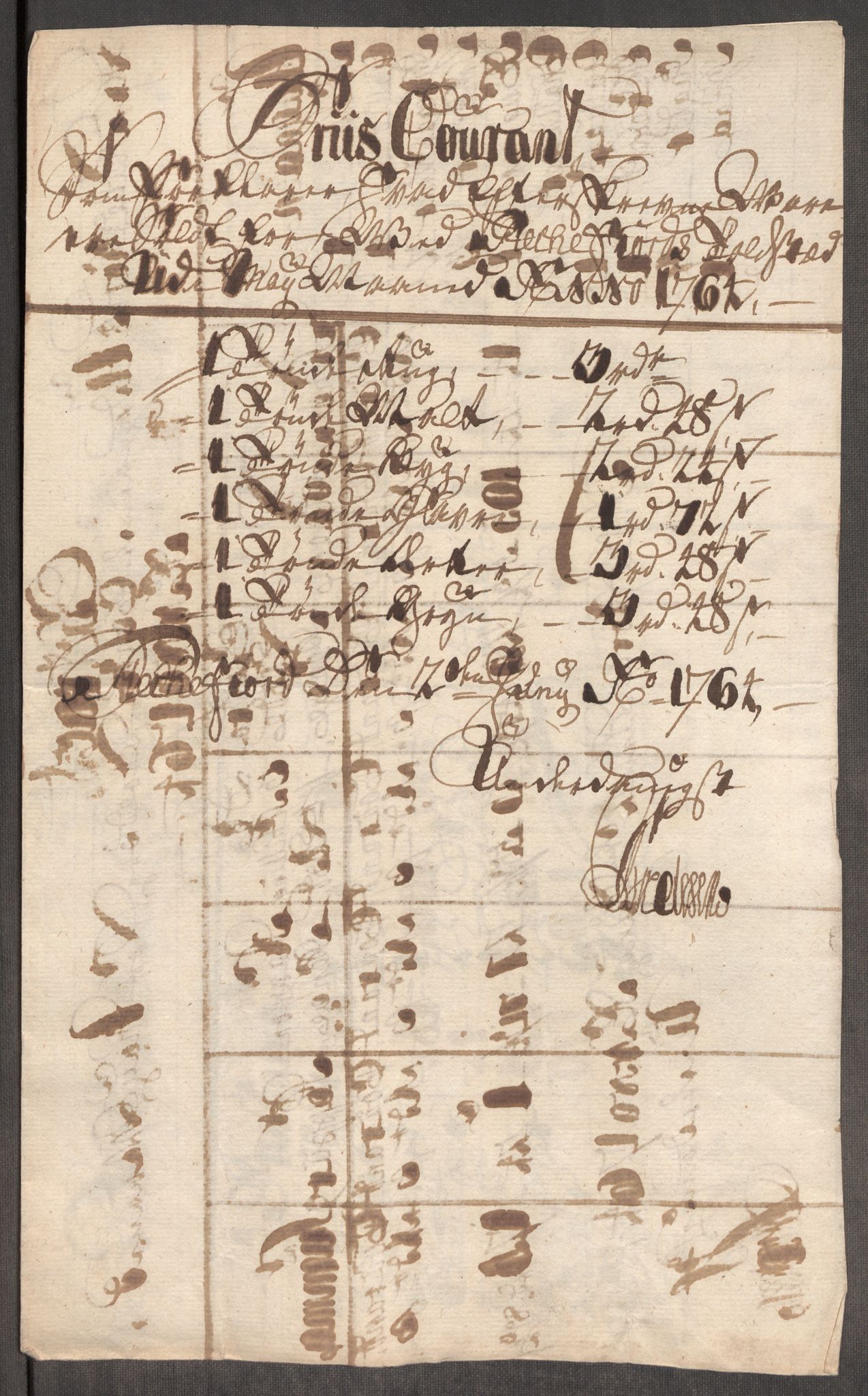 Rentekammeret inntil 1814, Realistisk ordnet avdeling, AV/RA-EA-4070/Oe/L0008: [Ø1]: Priskuranter, 1764-1768, s. 240