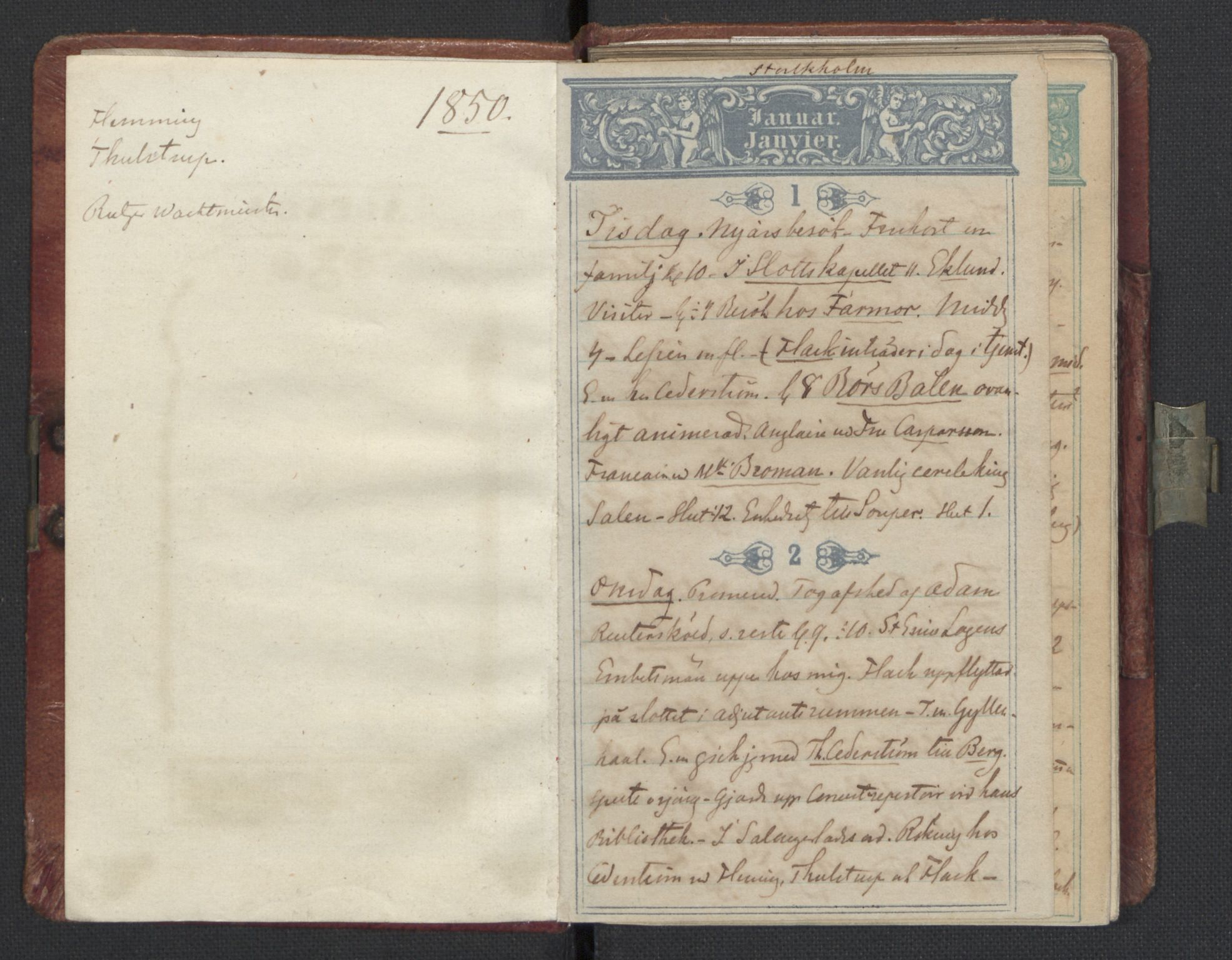 Bernadotte, RA/PA-0318/F/L0001/0003: Privat materiale fra Bernadottefamilien / Dagbok, 1850, s. 7