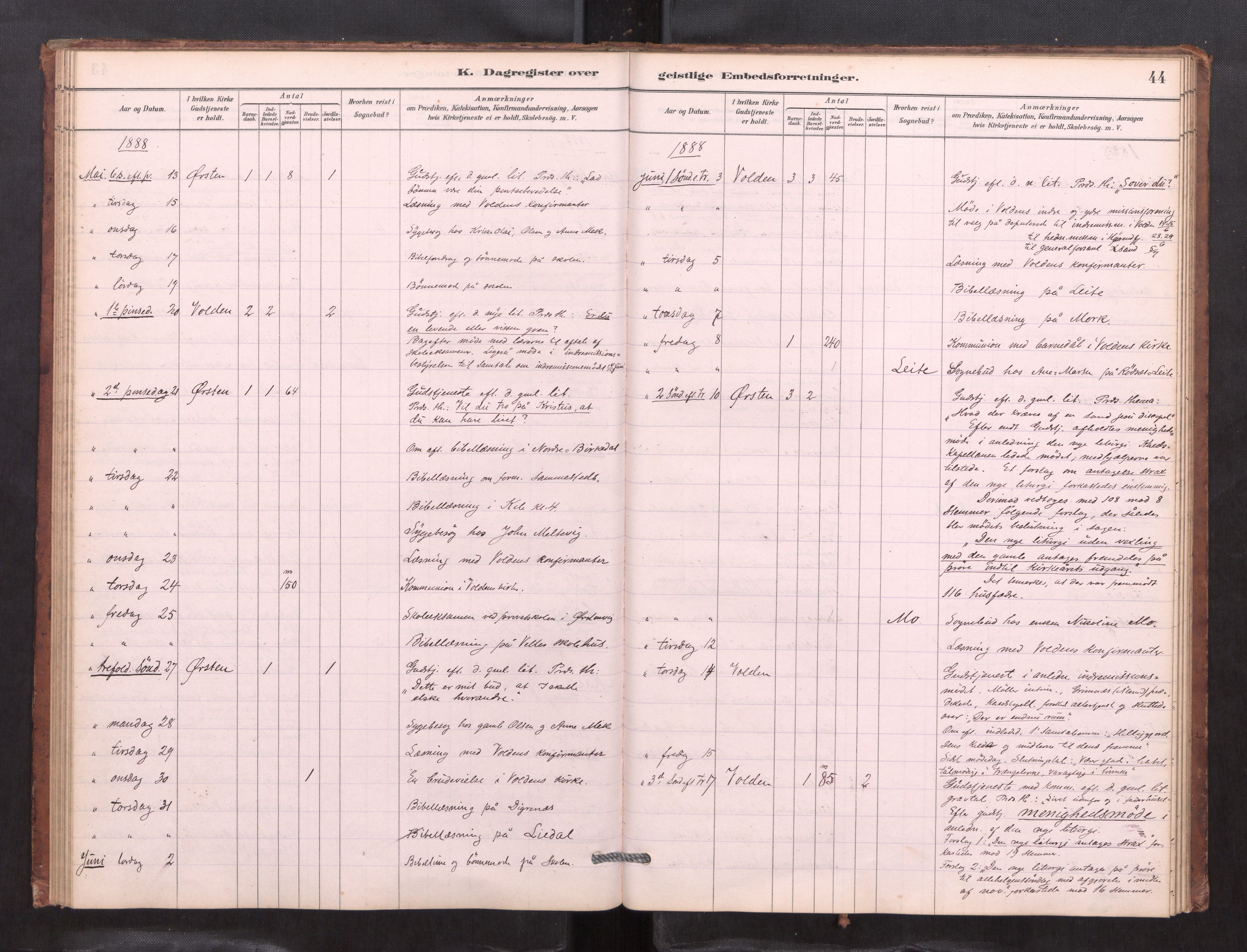 Ministerialprotokoller, klokkerbøker og fødselsregistre - Møre og Romsdal, AV/SAT-A-1454/511/L0151: Dagsregister nr. 511---, 1881-1896, s. 44