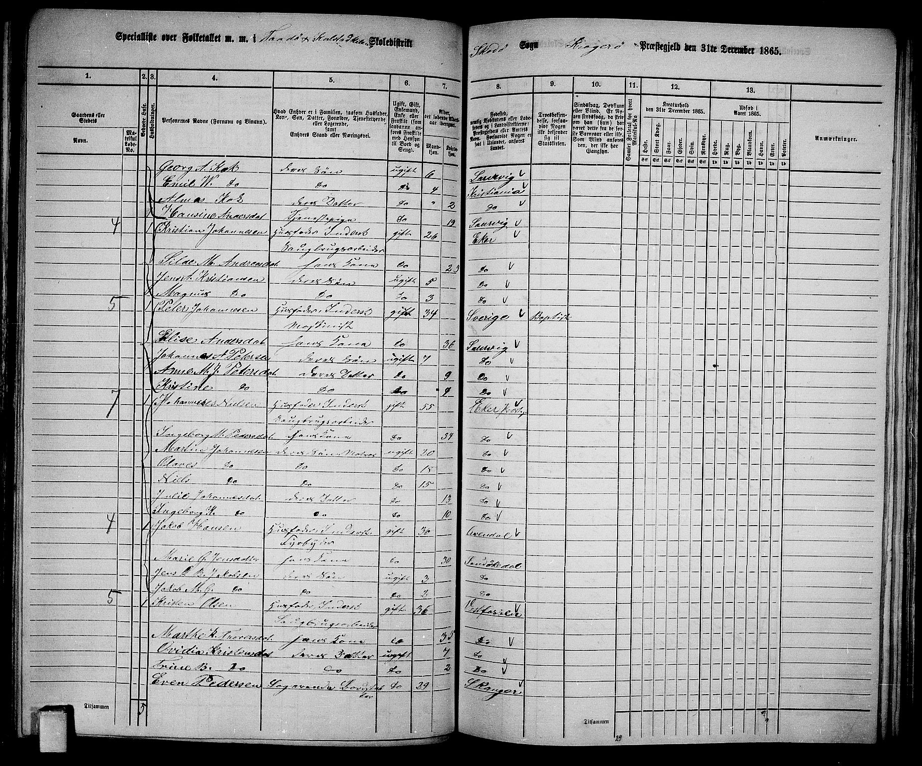 RA, Folketelling 1865 for 0816L Kragerø prestegjeld, Sannidal sokn og Skåtøy sokn, 1865, s. 142