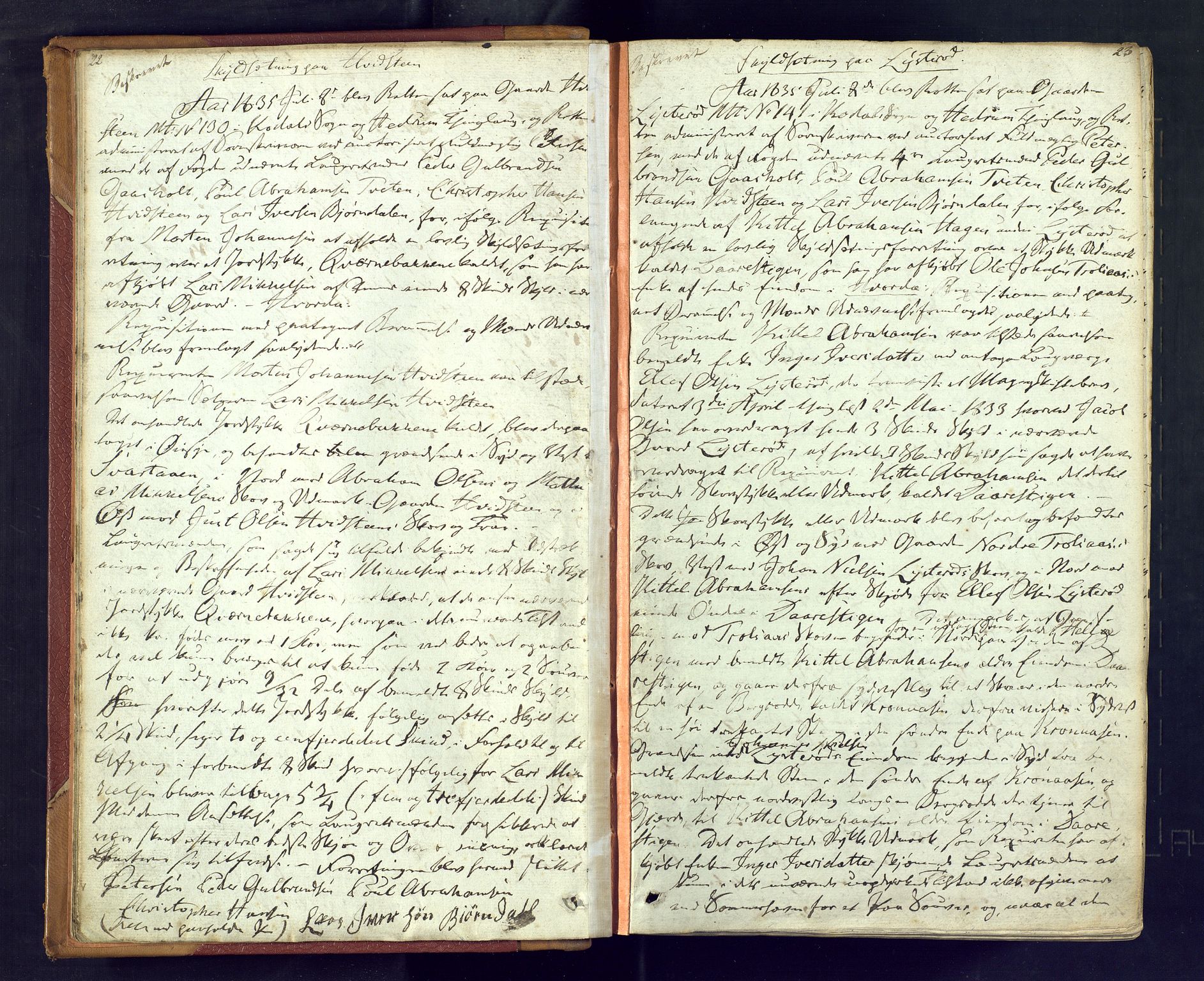 Larvik sorenskriveri, AV/SAKO-A-83/F/Fc/L0004: Ekstrarettsprotokoll, 1835-1839, s. 22-23