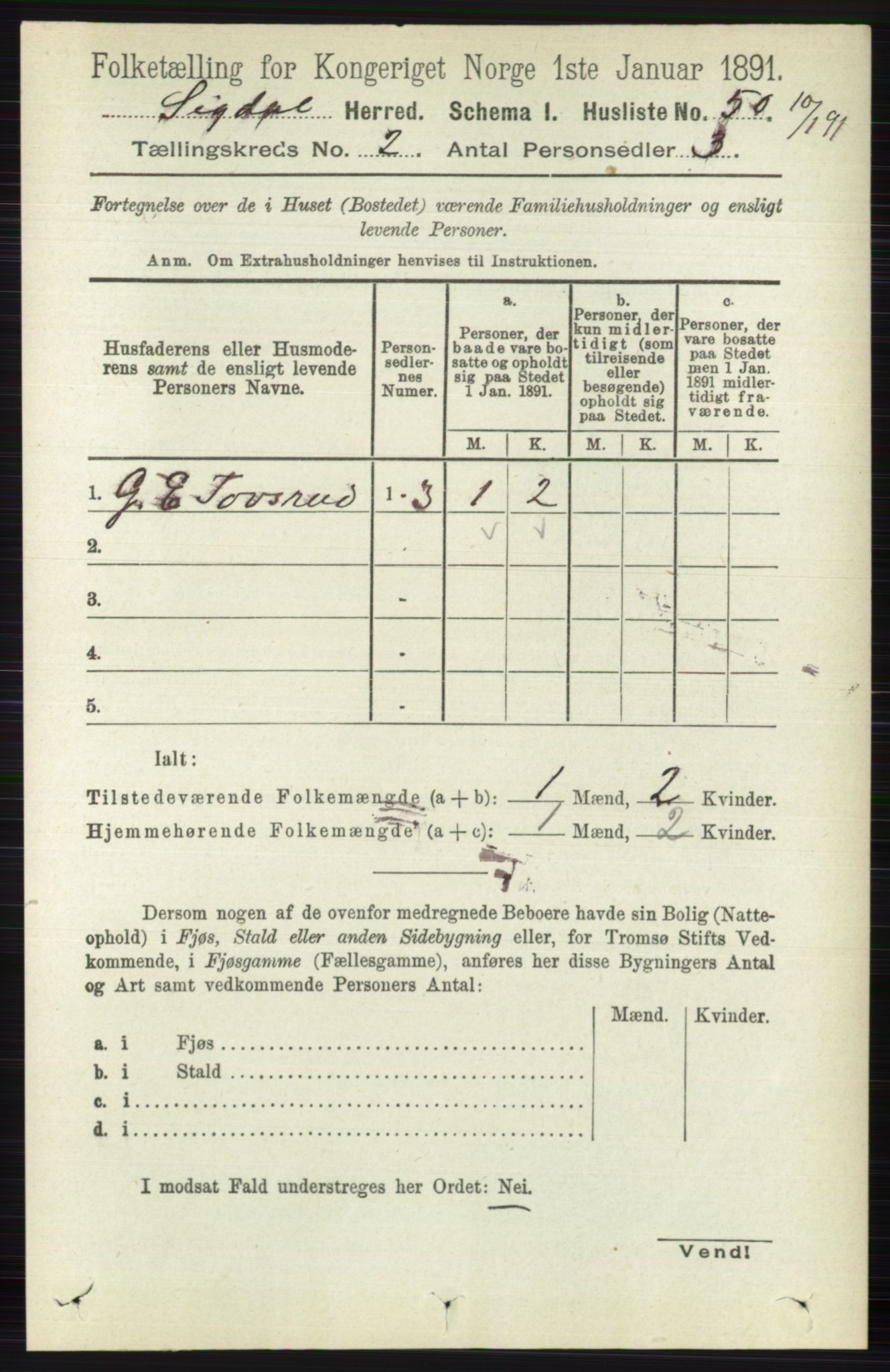 RA, Folketelling 1891 for 0621 Sigdal herred, 1891, s. 939