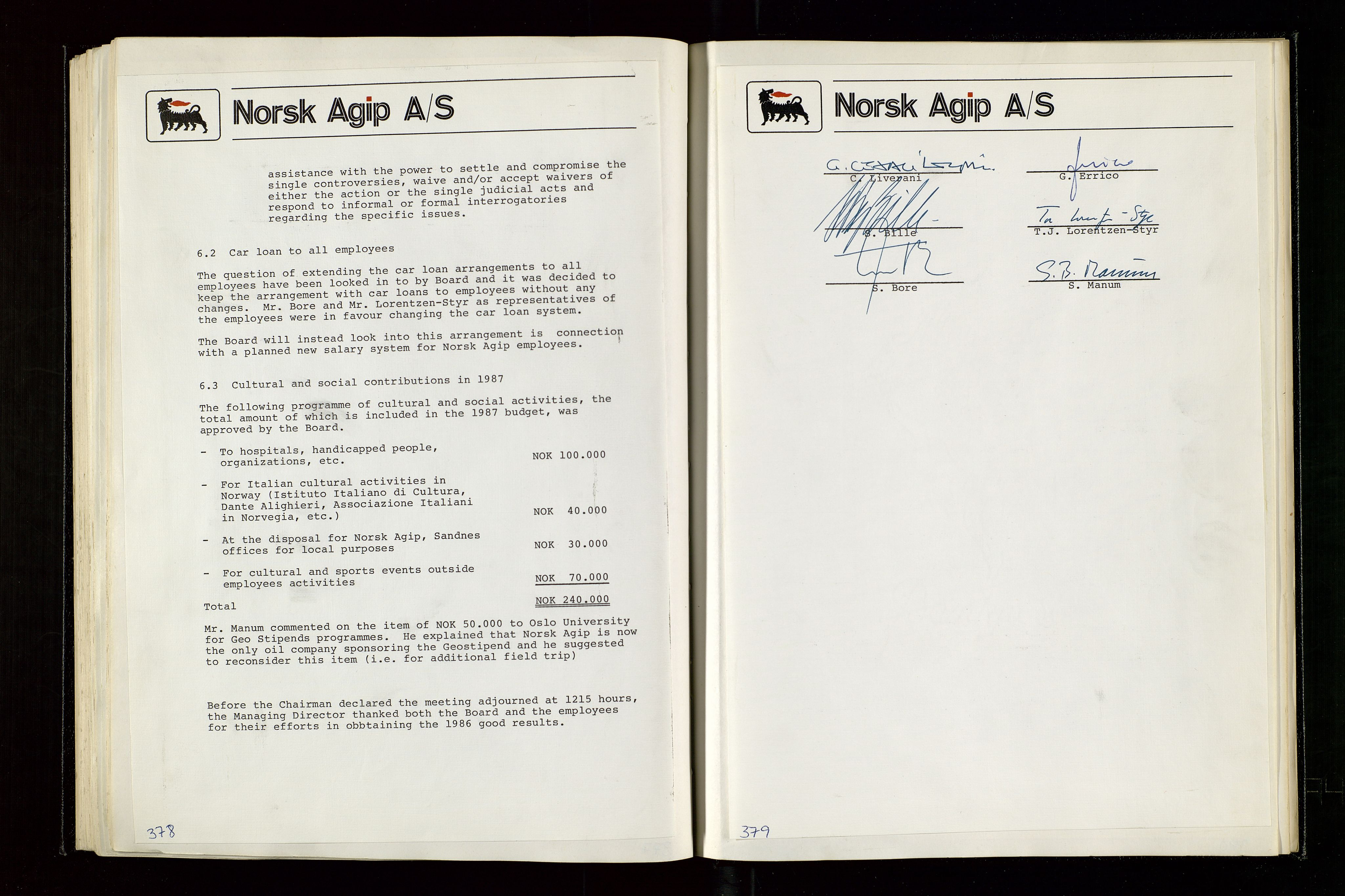 Pa 1583 - Norsk Agip AS, SAST/A-102138/A/Aa/L0003: Board of Directors meeting minutes, 1979-1983, s. 378-379