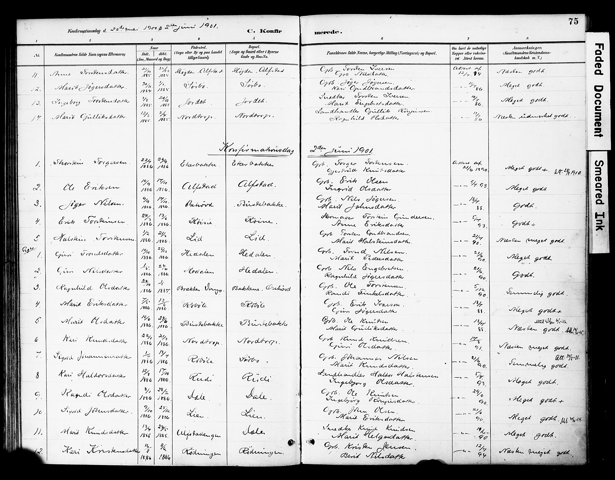 Øystre Slidre prestekontor, AV/SAH-PREST-138/H/Ha/Haa/L0004: Ministerialbok nr. 4, 1887-1910, s. 75