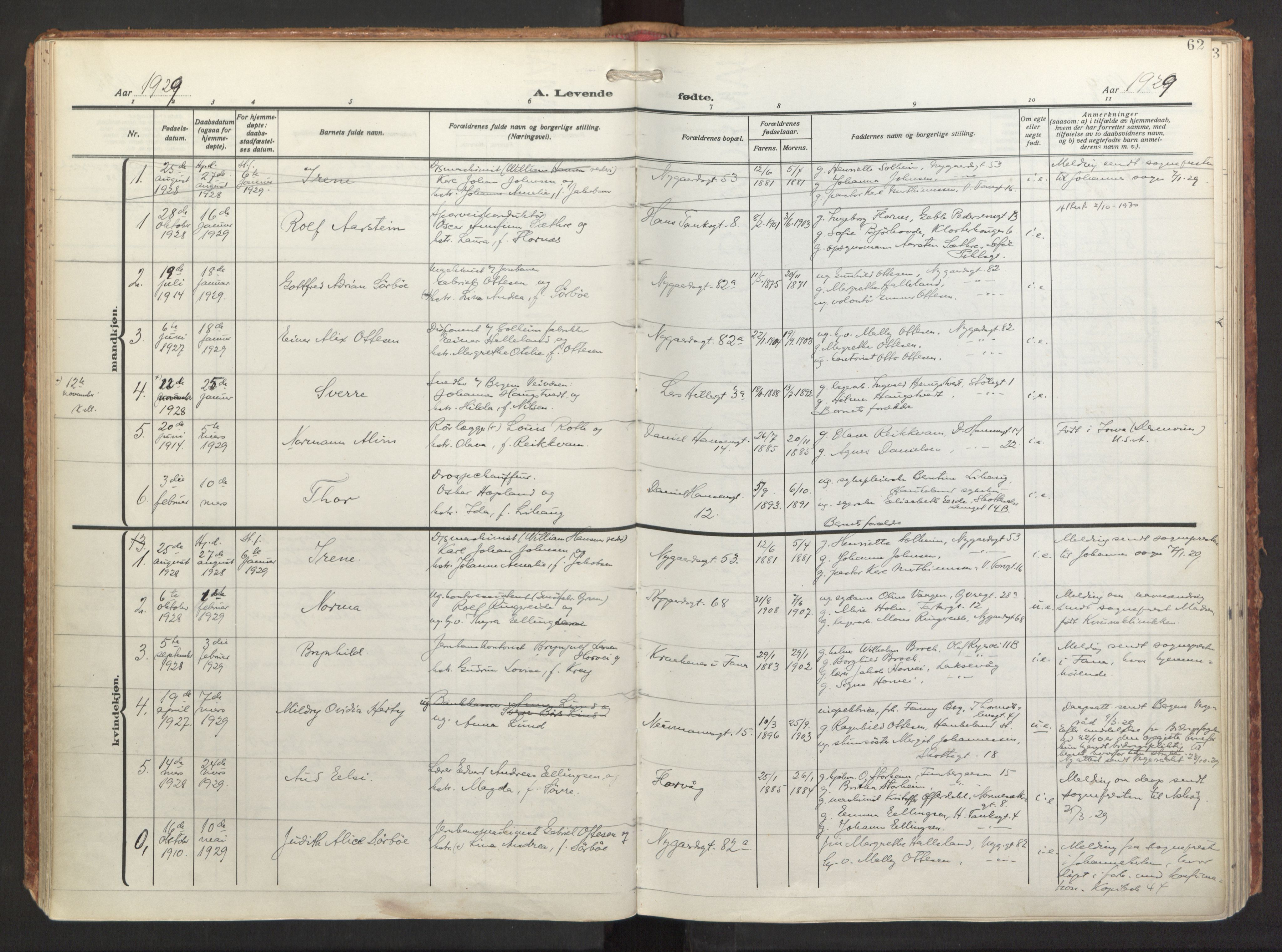 St. Jacob sokneprestembete, AV/SAB-A-78001/H/Haa/L0001: Ministerialbok nr. A 1, 1917-1952, s. 62