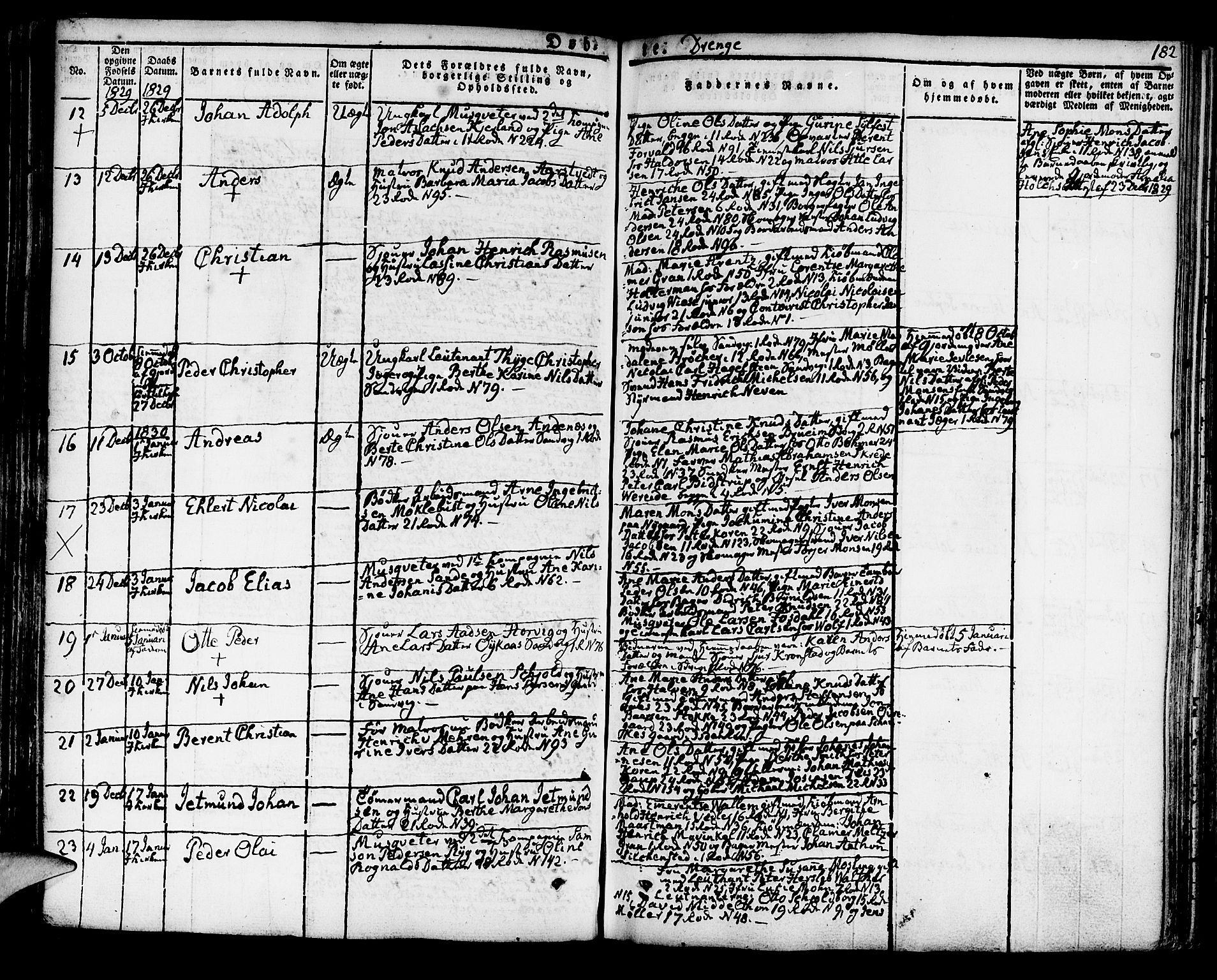 Korskirken sokneprestembete, AV/SAB-A-76101/H/Hab: Klokkerbok nr. A 3, 1821-1831, s. 182