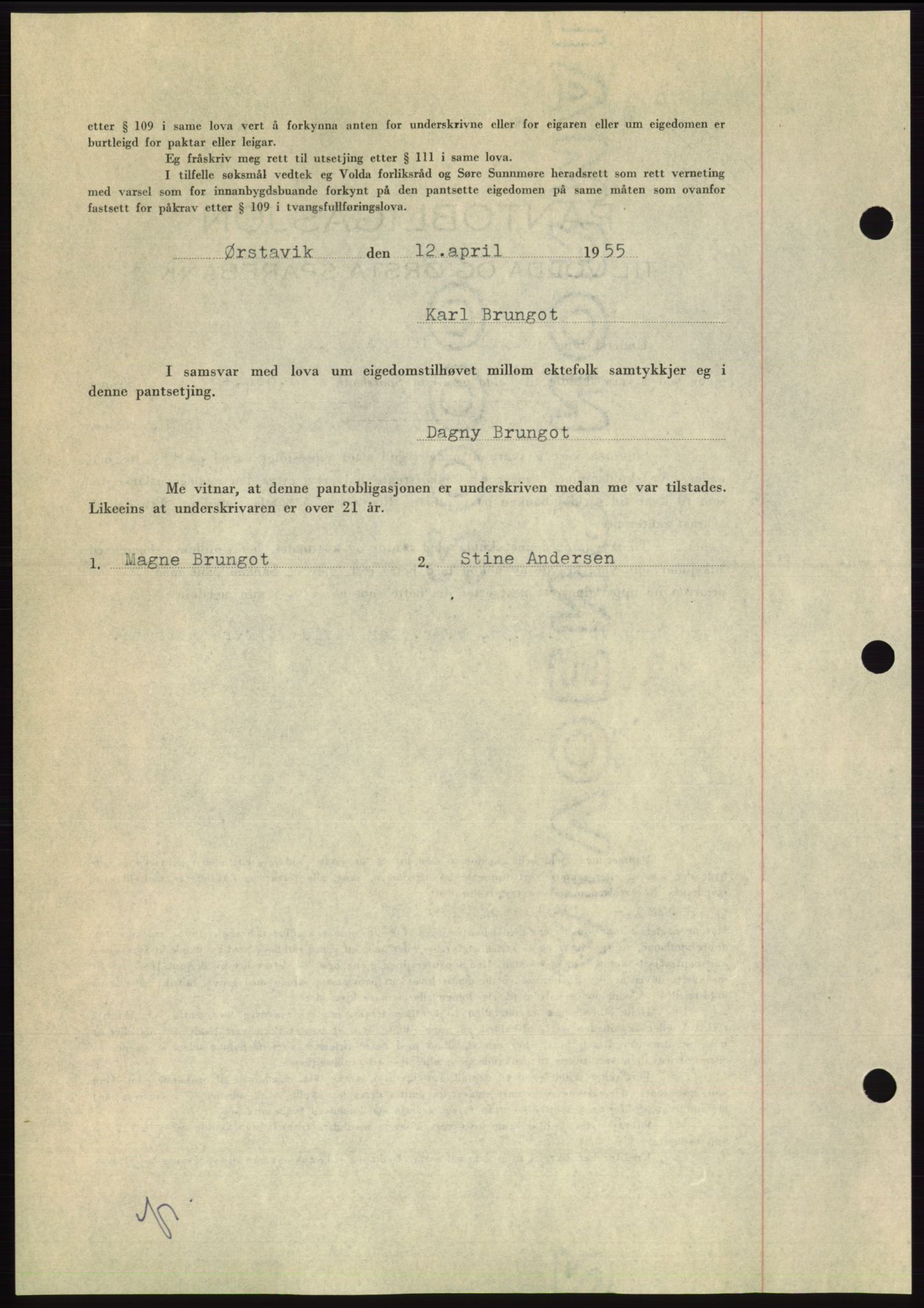 Søre Sunnmøre sorenskriveri, AV/SAT-A-4122/1/2/2C/L0126: Pantebok nr. 14B, 1954-1955, Dagboknr: 827/1955