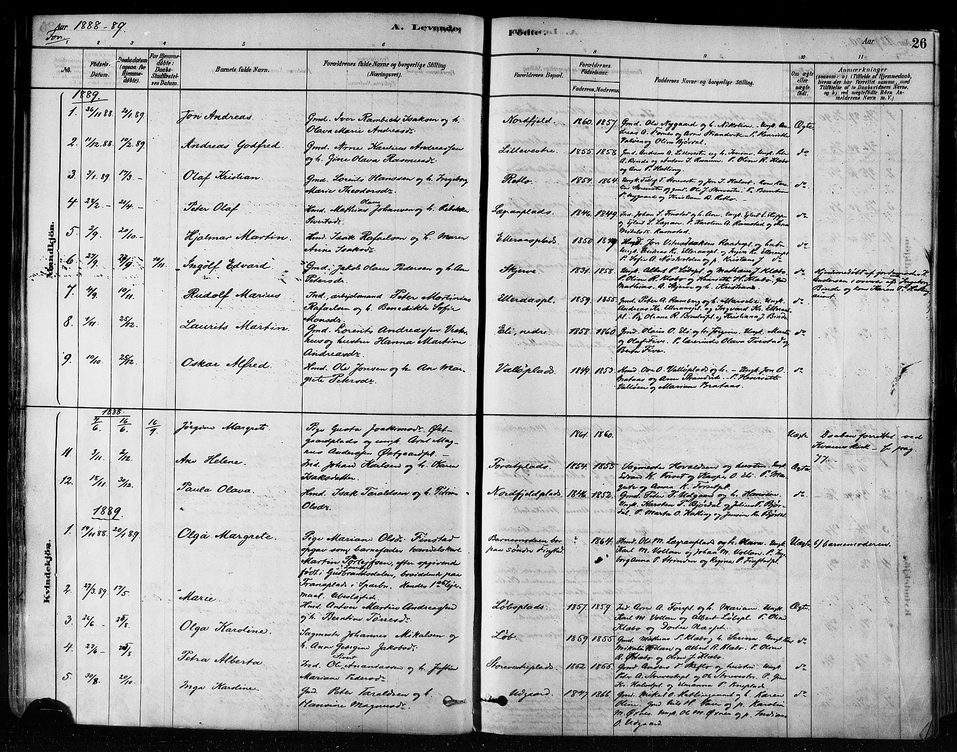 Ministerialprotokoller, klokkerbøker og fødselsregistre - Nord-Trøndelag, AV/SAT-A-1458/746/L0448: Ministerialbok nr. 746A07 /1, 1878-1900, s. 26
