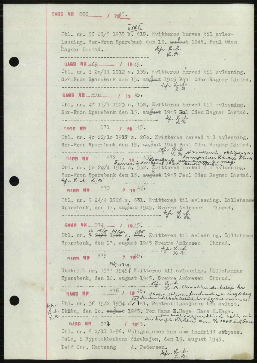 Sør-Gudbrandsdal tingrett, SAH/TING-004/H/Hb/Hbf/L0002: Pantebok nr. C1, 1938-1951, Dagboknr: 868/1945