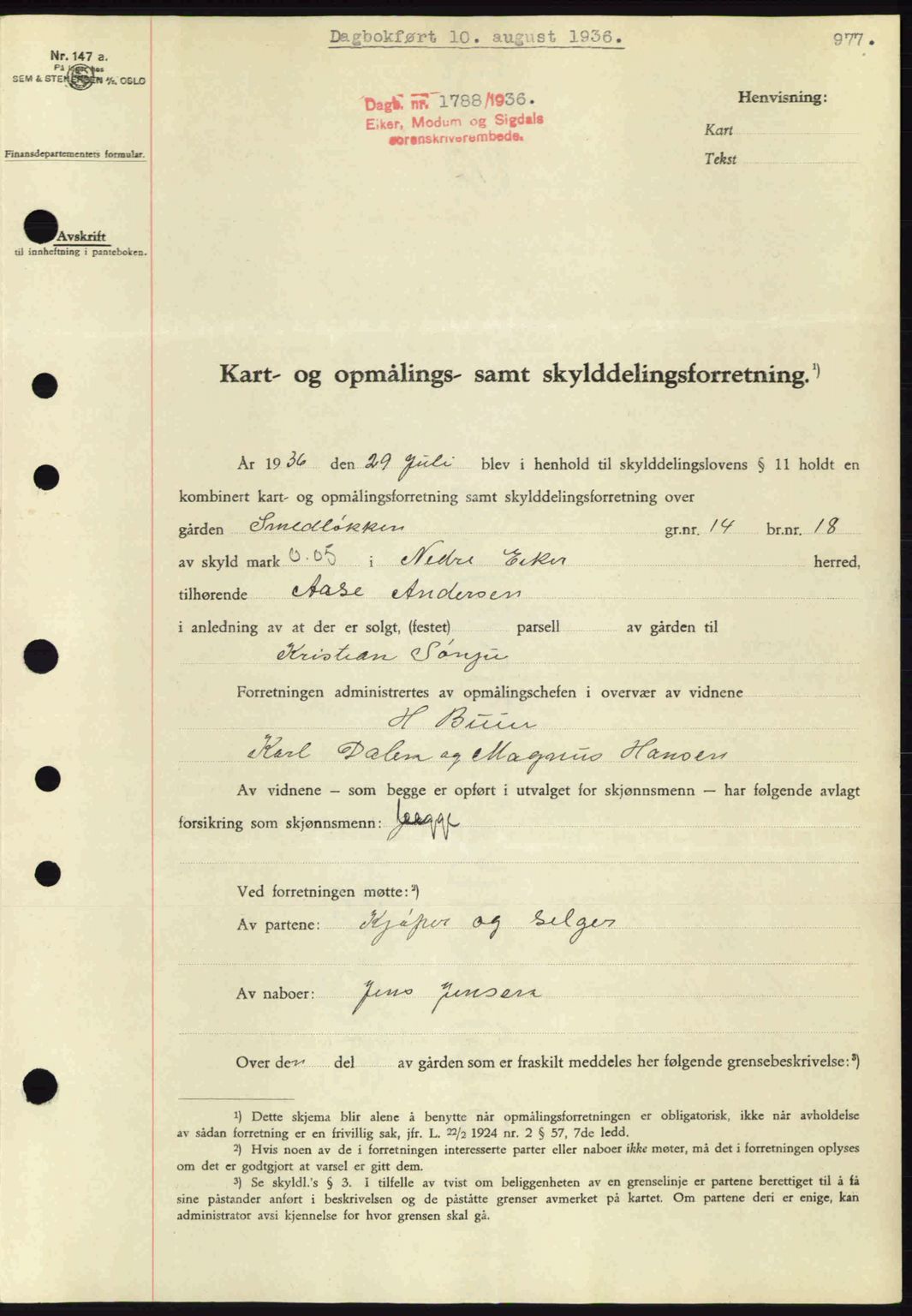 Eiker, Modum og Sigdal sorenskriveri, SAKO/A-123/G/Ga/Gab/L0032: Pantebok nr. A2, 1936-1936, Dagboknr: 1788/1936