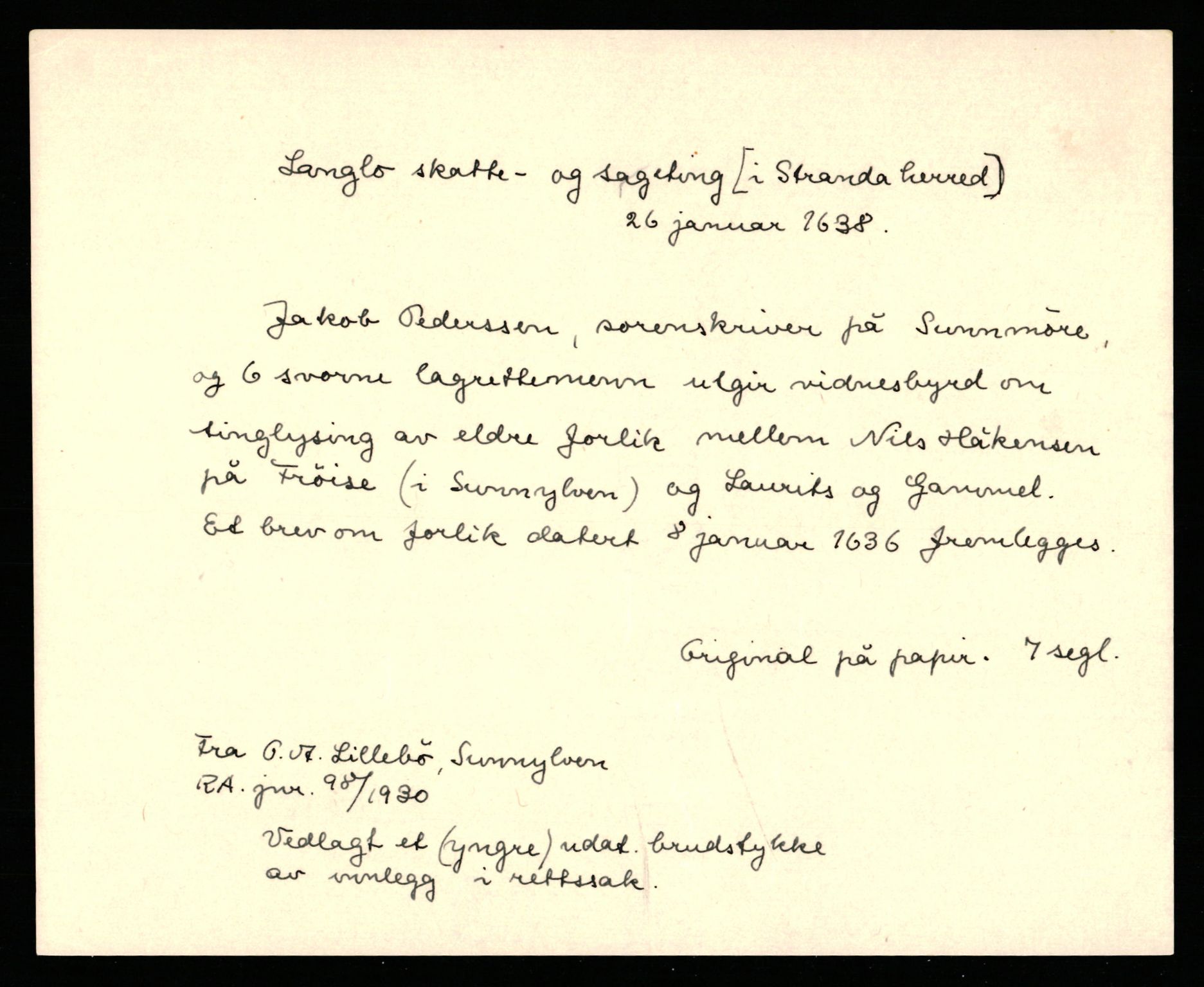 Riksarkivets diplomsamling, AV/RA-EA-5965/F35/F35b/L0008: Riksarkivets diplomer, seddelregister, 1635-1646, s. 209