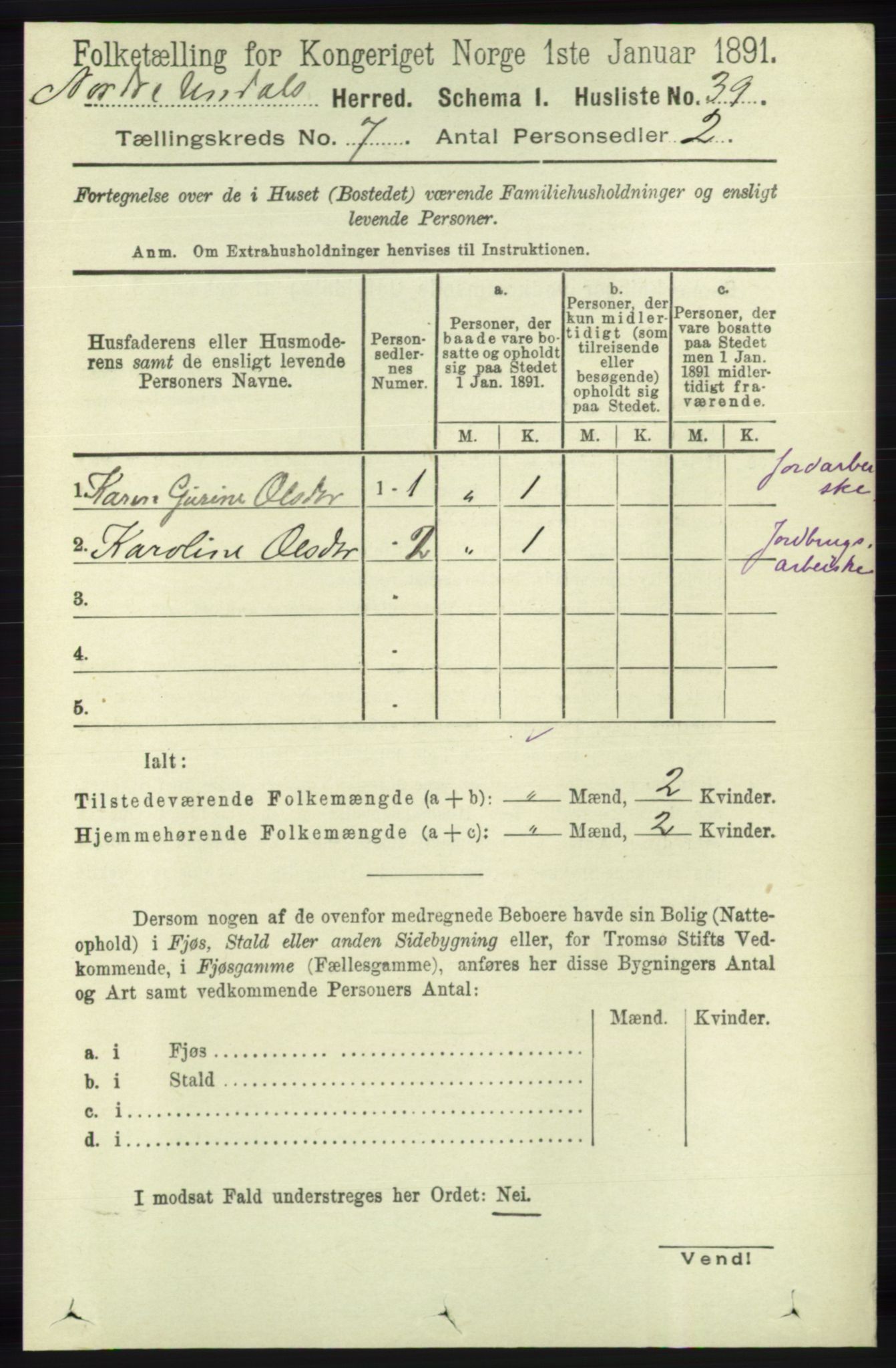 RA, Folketelling 1891 for 1028 Nord-Audnedal herred, 1891, s. 1771