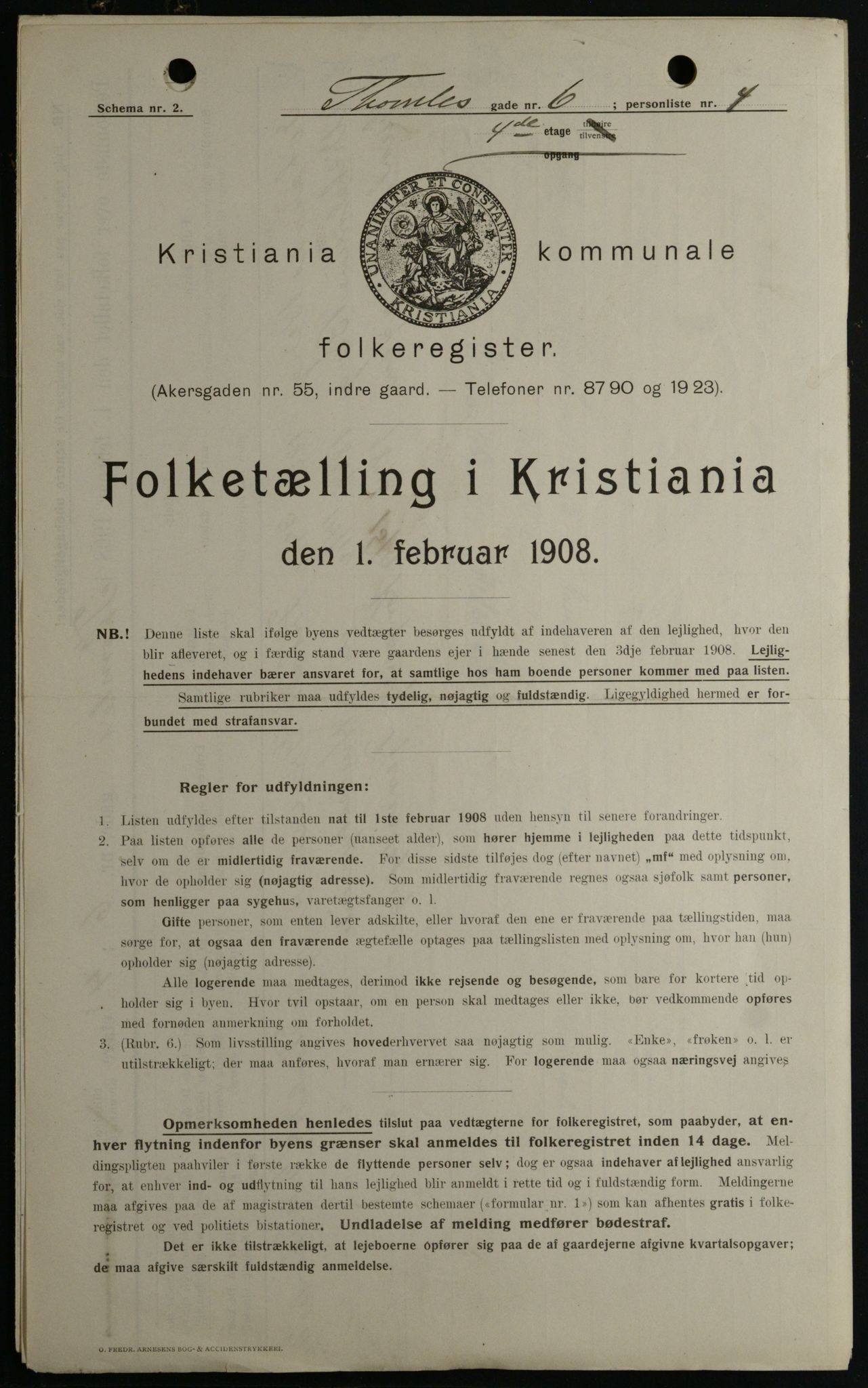 OBA, Kommunal folketelling 1.2.1908 for Kristiania kjøpstad, 1908, s. 98213