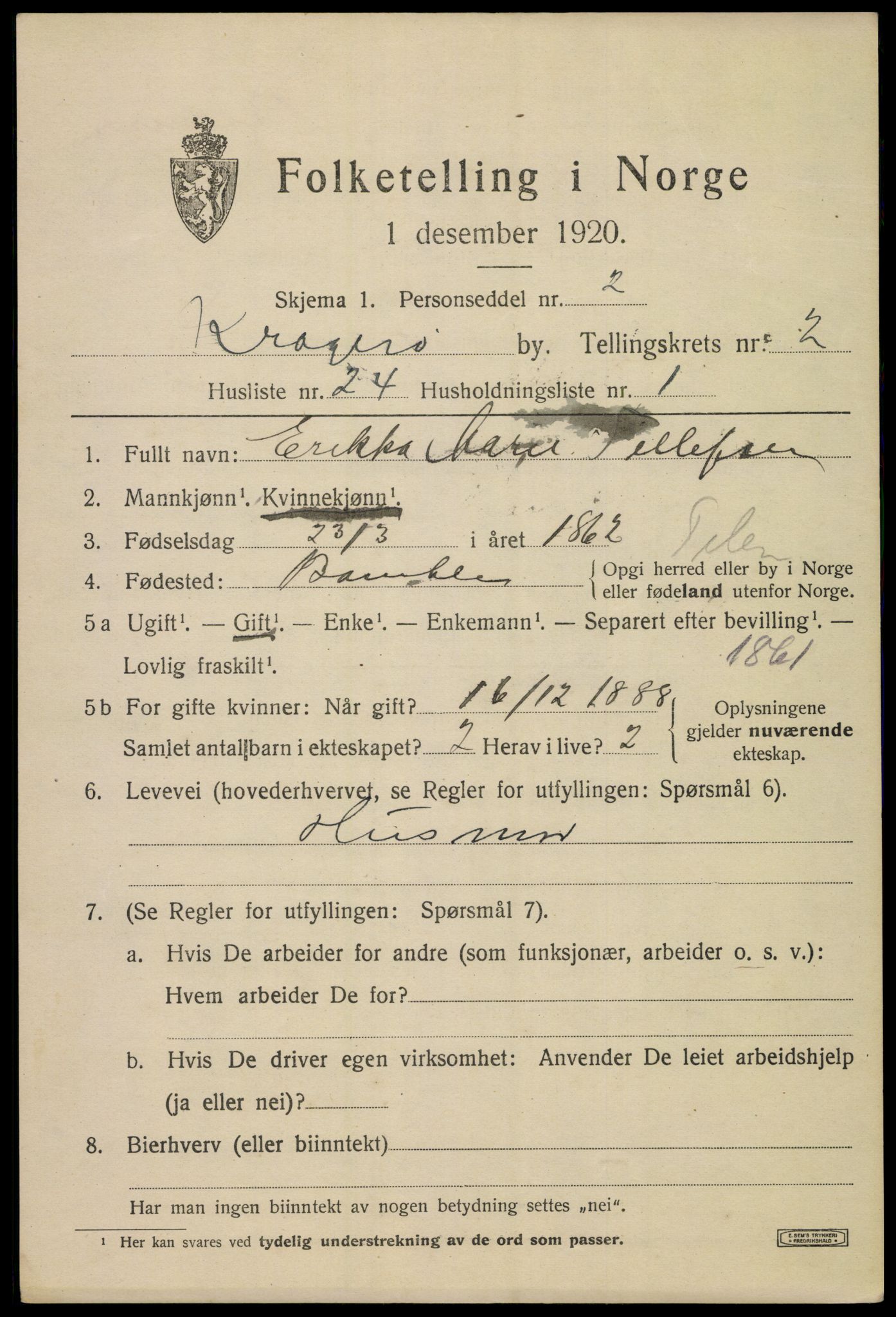 SAKO, Folketelling 1920 for 0801 Kragerø kjøpstad, 1920, s. 5629