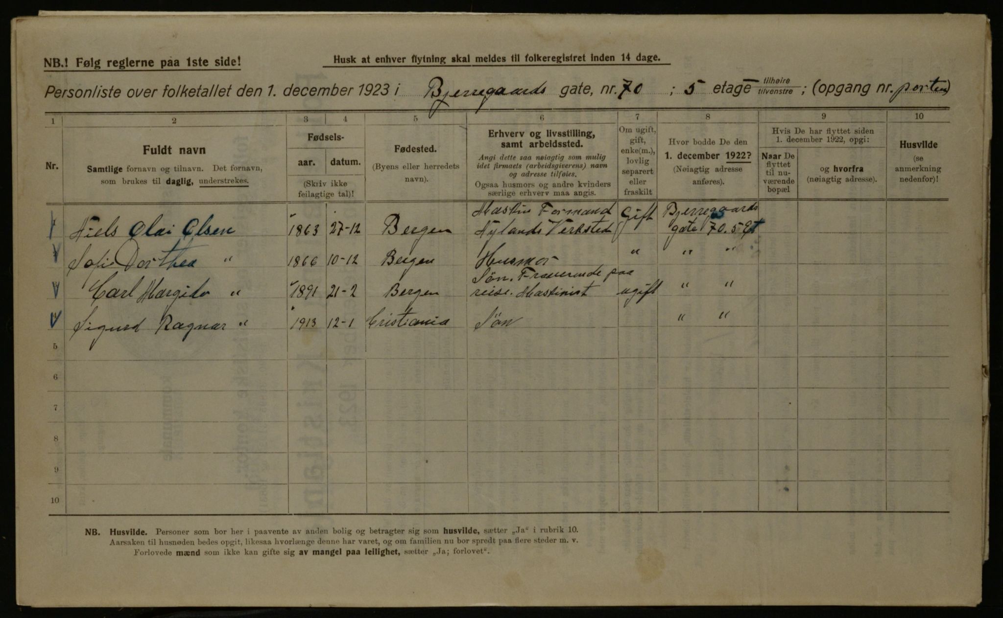 OBA, Kommunal folketelling 1.12.1923 for Kristiania, 1923, s. 7450