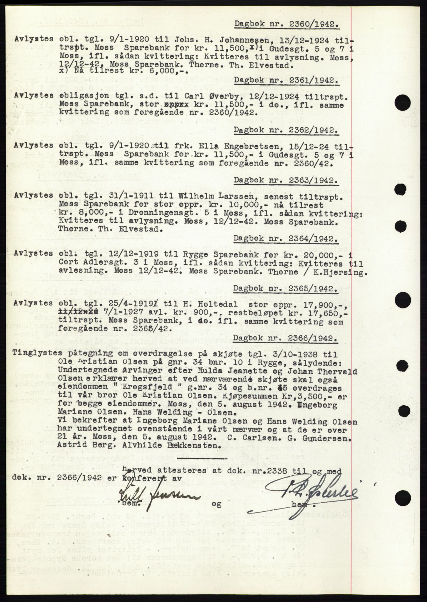 Moss sorenskriveri, SAO/A-10168: Pantebok nr. C10, 1938-1950, Dagboknr: 2360/1942