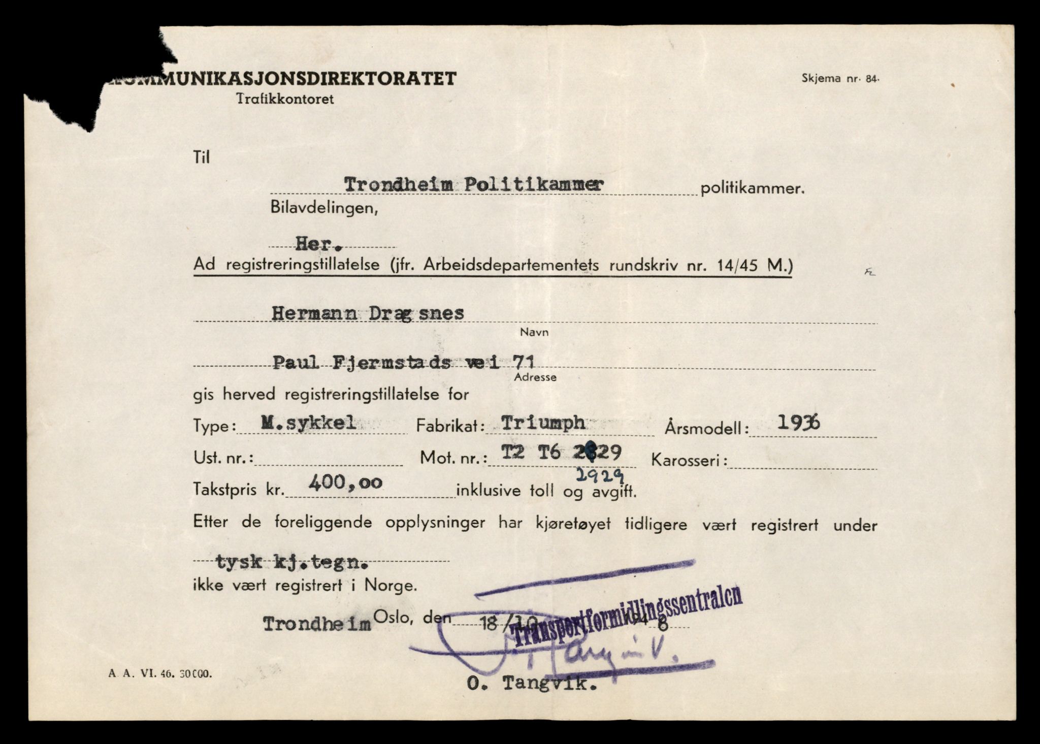 Møre og Romsdal vegkontor - Ålesund trafikkstasjon, AV/SAT-A-4099/F/Fe/L0037: Registreringskort for kjøretøy T 13031 - T 13179, 1927-1998, s. 363