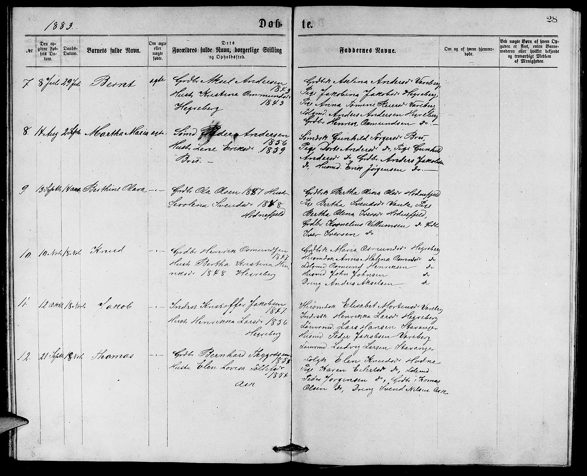 Rennesøy sokneprestkontor, AV/SAST-A -101827/H/Ha/Hab/L0005: Klokkerbok nr. B 5, 1871-1890, s. 28