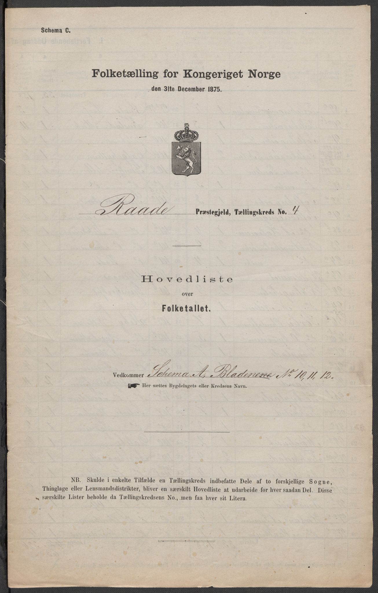 RA, Folketelling 1875 for 0135P Råde prestegjeld, 1875, s. 16