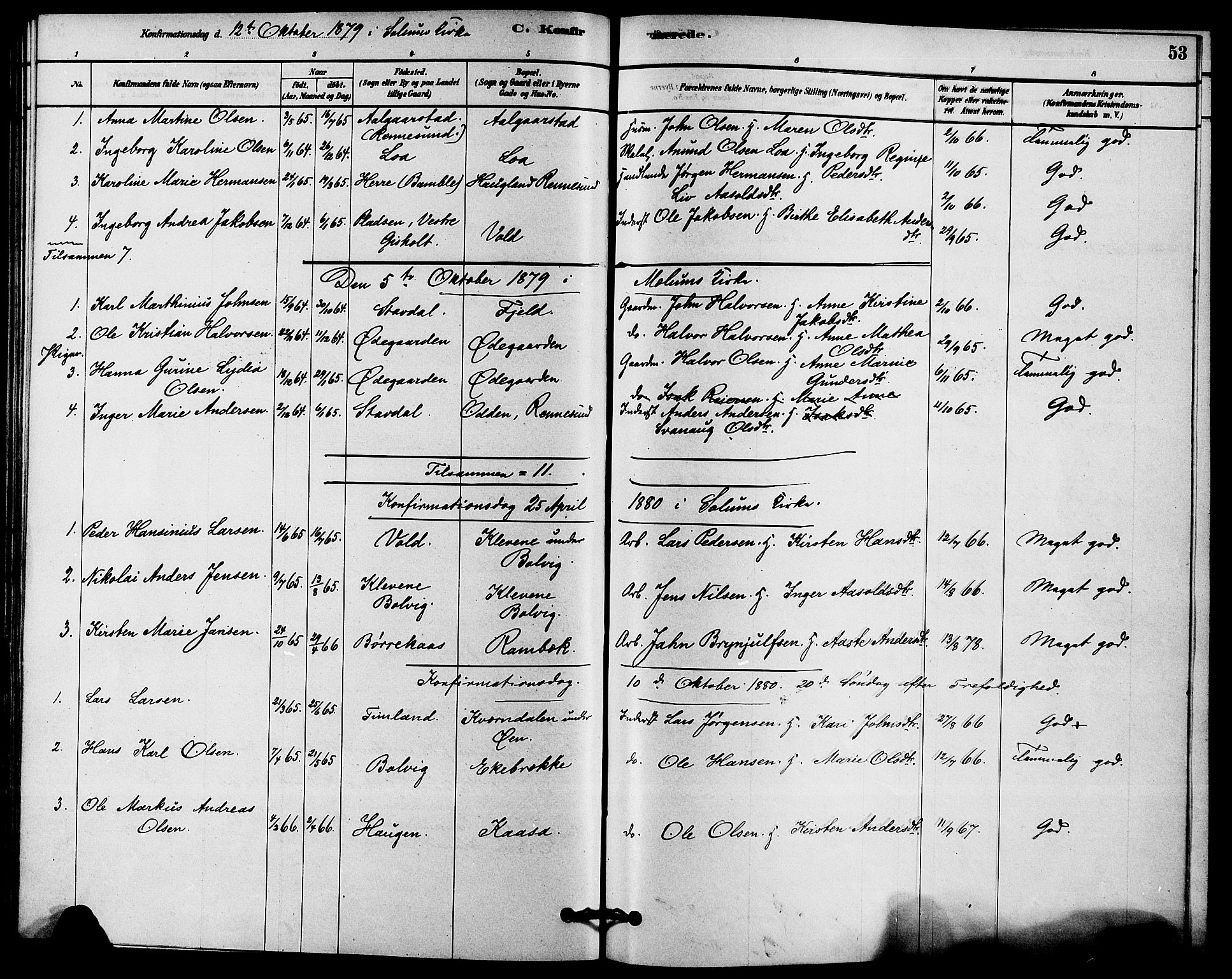 Solum kirkebøker, AV/SAKO-A-306/F/Fc/L0001: Ministerialbok nr. III 1, 1877-1891, s. 53