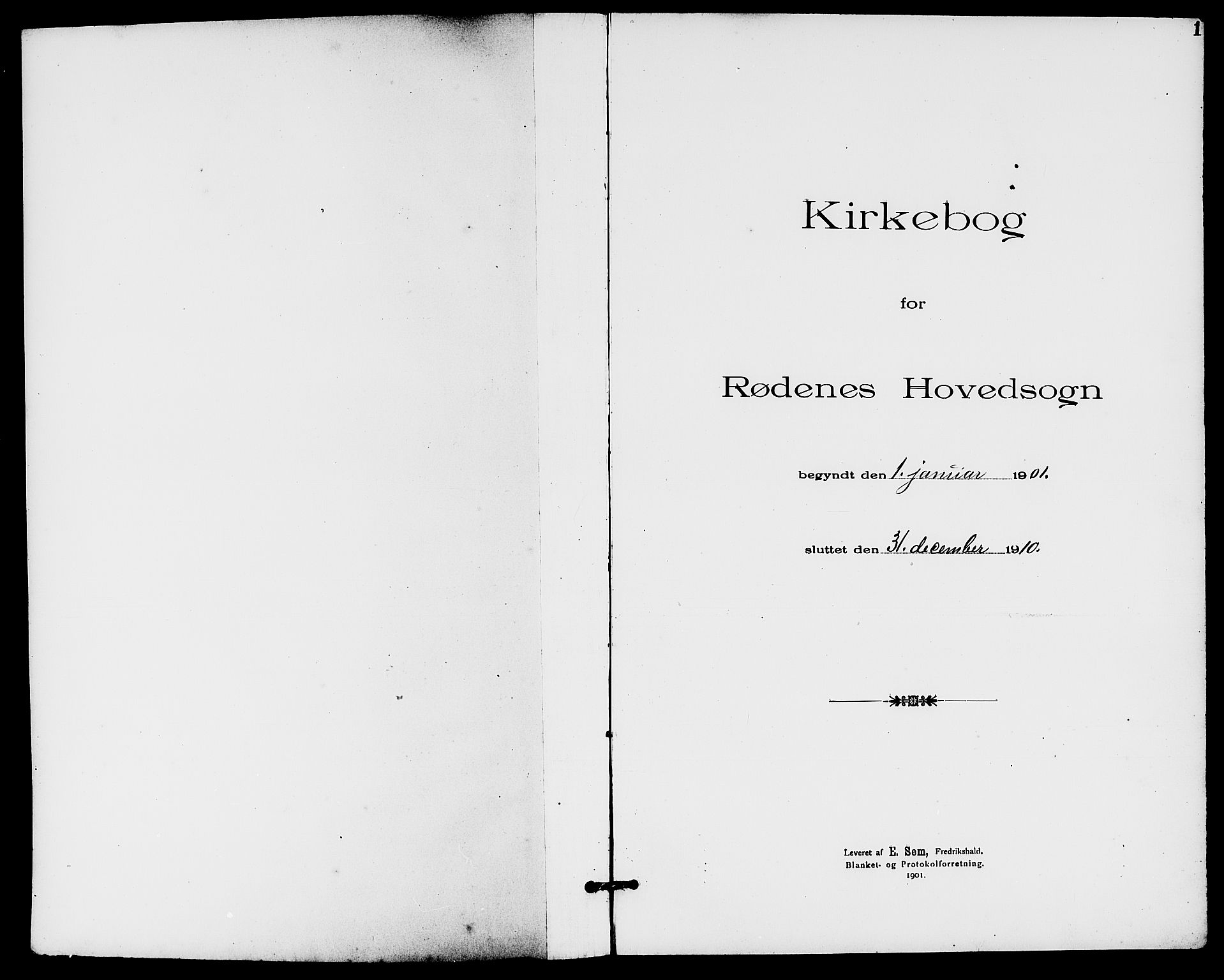 Rødenes prestekontor Kirkebøker, AV/SAO-A-2005/G/Ga/L0002: Klokkerbok nr. I 2, 1901-1910, s. 1