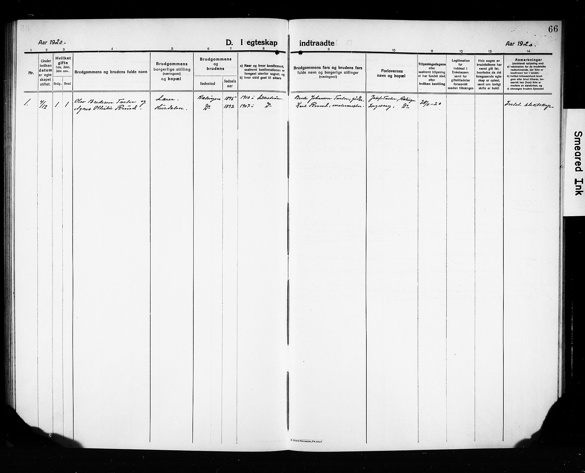 Fet prestekontor Kirkebøker, AV/SAO-A-10370a/G/Gb/L0006: Klokkerbok nr. II 6, 1914-1925, s. 66