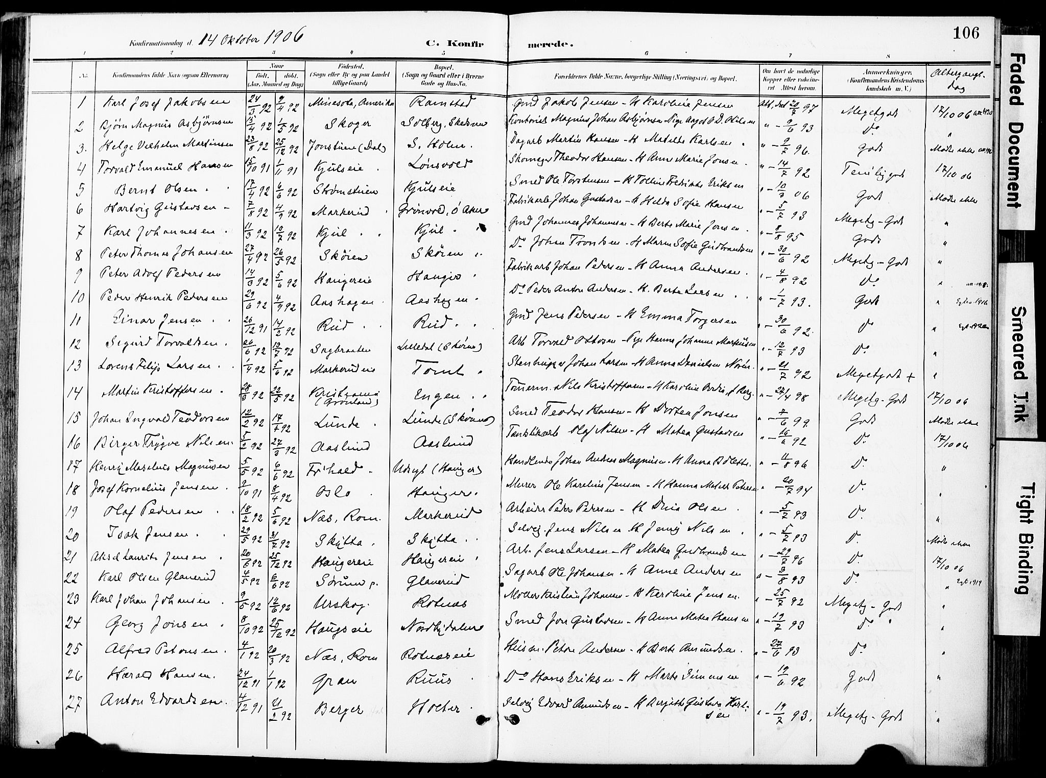 Nittedal prestekontor Kirkebøker, AV/SAO-A-10365a/F/Fa/L0008: Ministerialbok nr. I 8, 1902-1926, s. 106