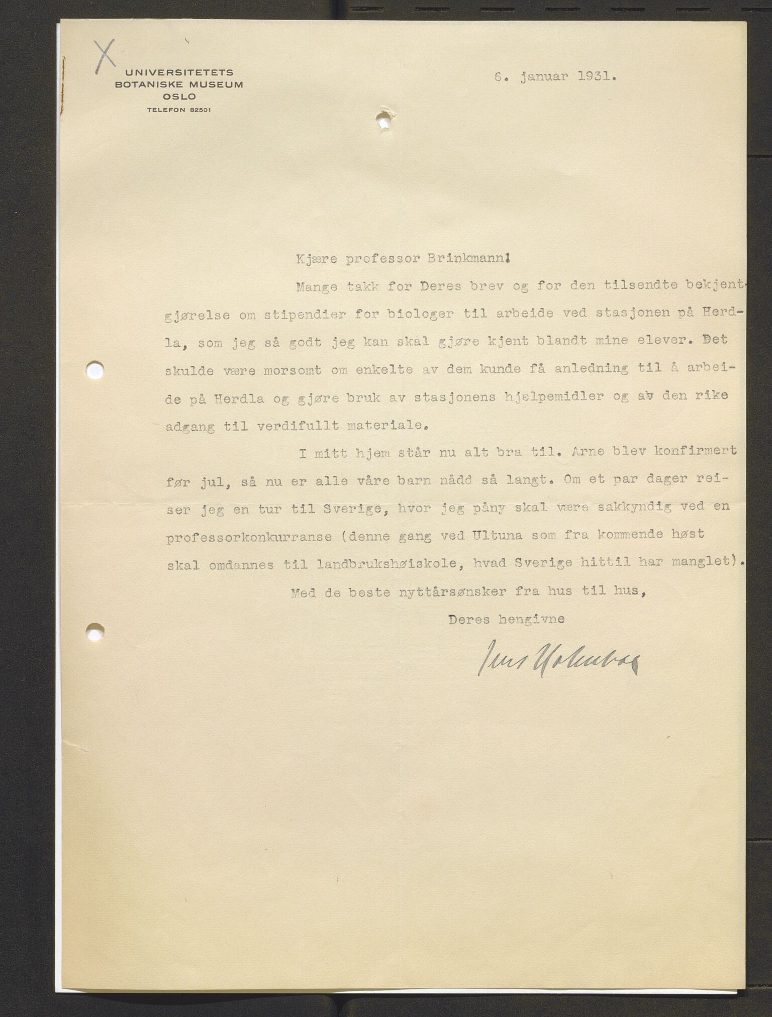 Bergens Museum, AV/SAB-A-17301/13/D/L0002: Korrespondanse , 1928-1940, s. 106