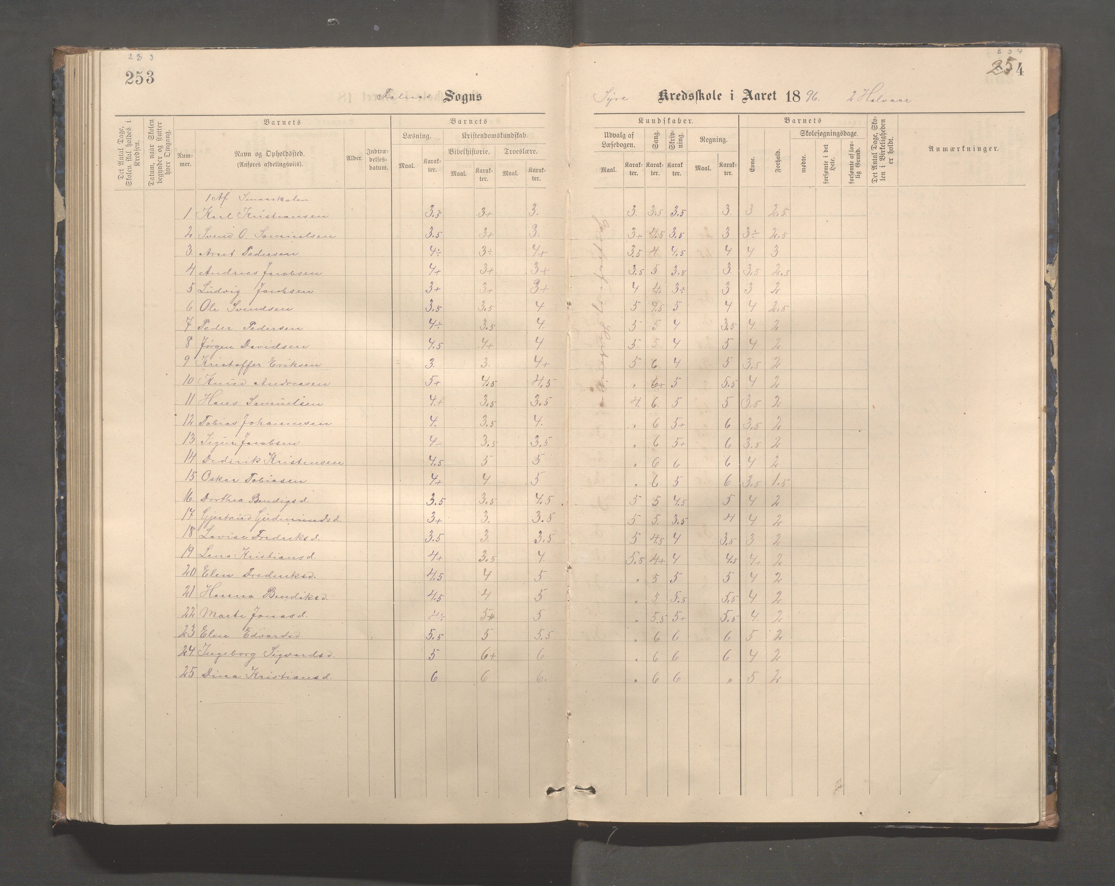 Skudenes kommune - Syre - Høynes skole, IKAR/A-307/H/L0005: Skoleprotokoll - Syre - Høynes, 1886-1898, s. 233-234