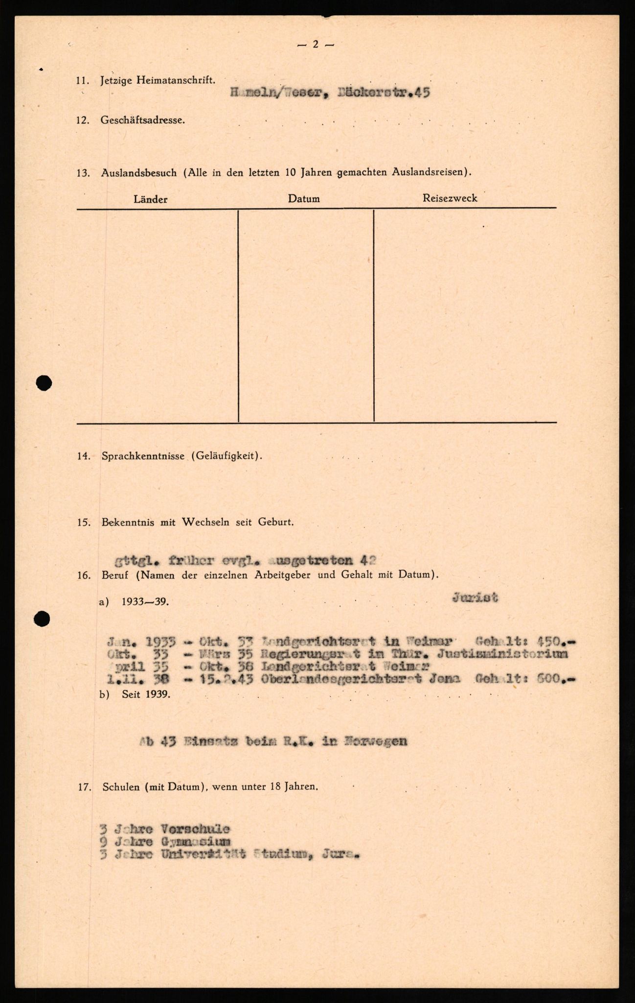 Forsvaret, Forsvarets overkommando II, AV/RA-RAFA-3915/D/Db/L0027: CI Questionaires. Tyske okkupasjonsstyrker i Norge. Tyskere., 1945-1946, s. 90