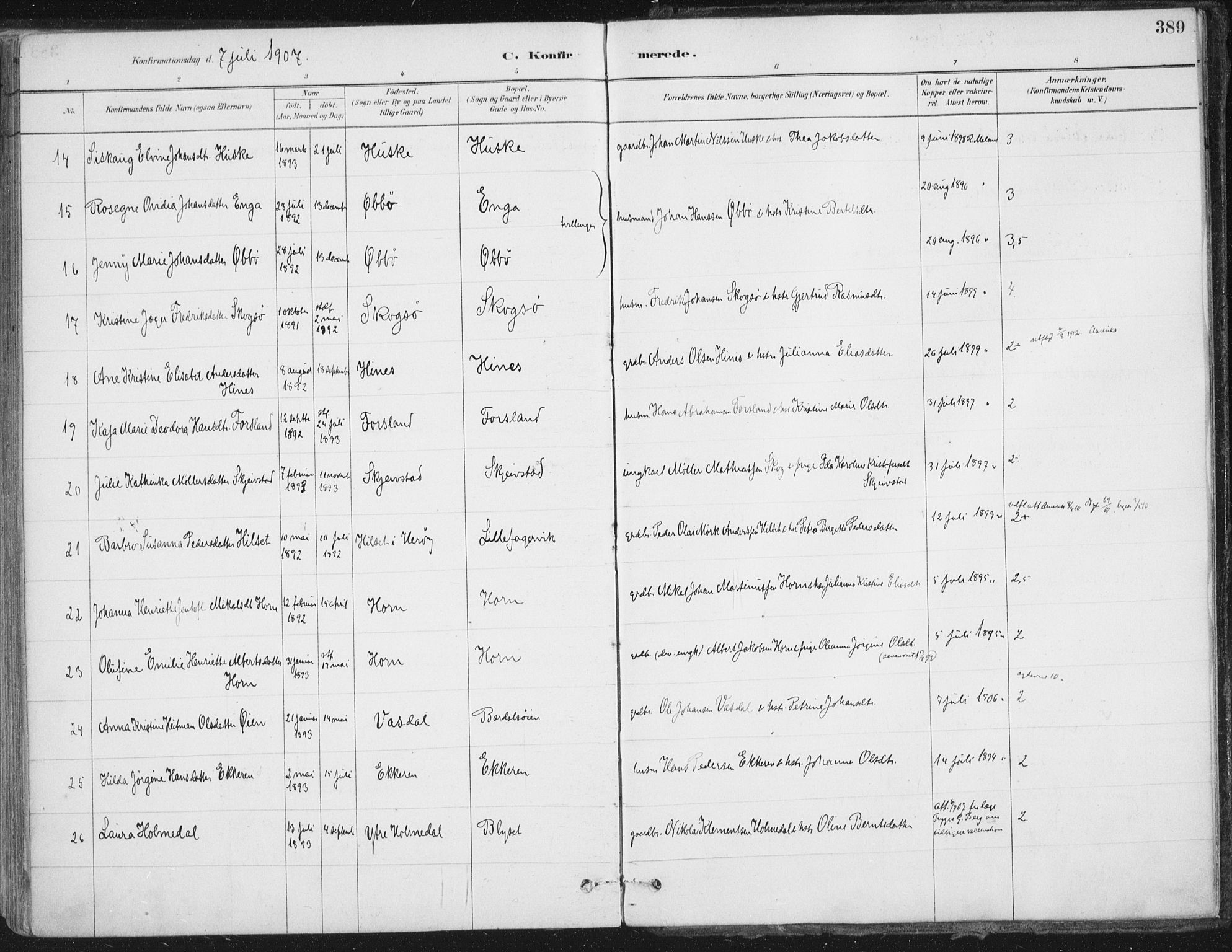 Ministerialprotokoller, klokkerbøker og fødselsregistre - Nordland, AV/SAT-A-1459/838/L0552: Ministerialbok nr. 838A10, 1880-1910, s. 389