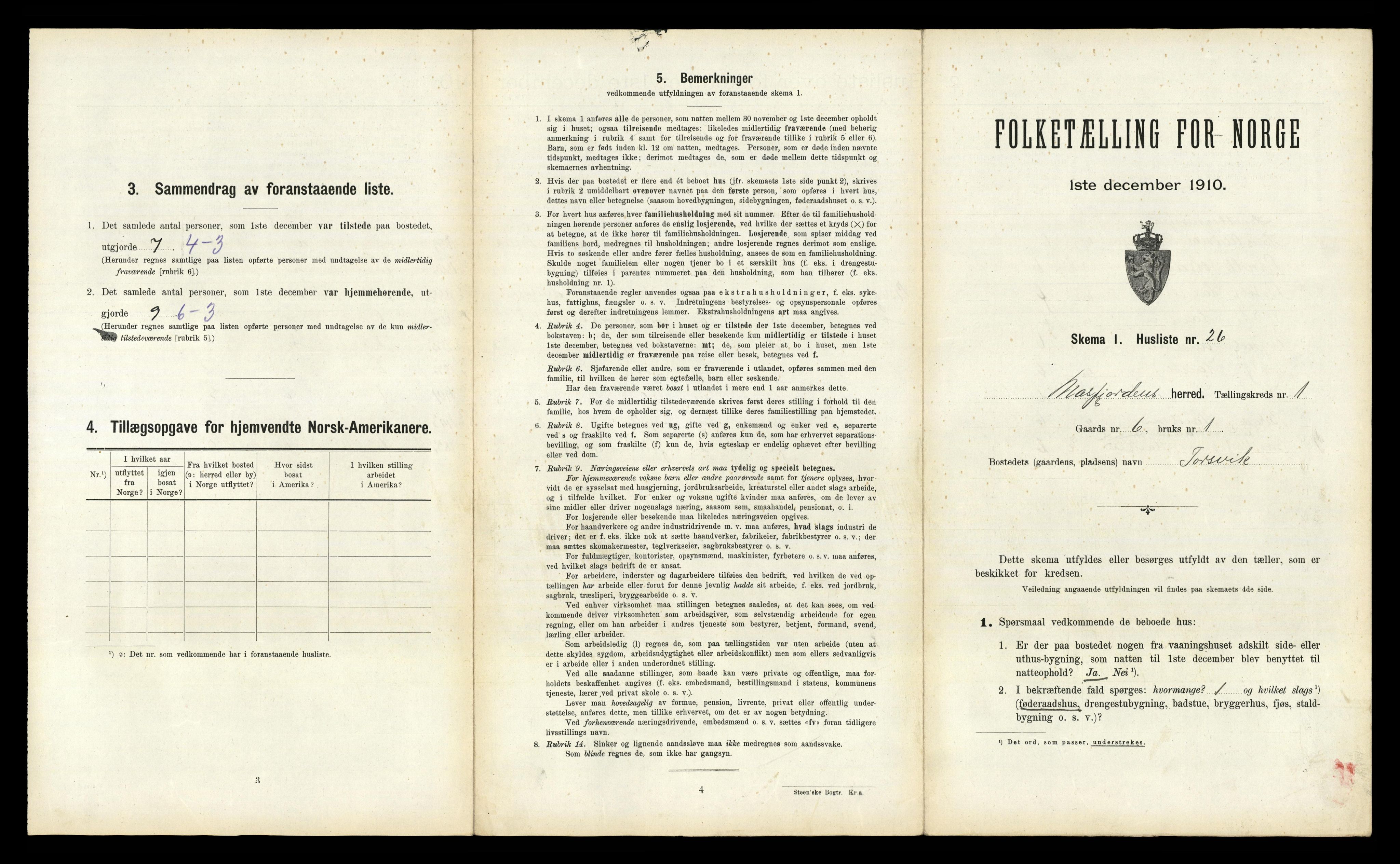 RA, Folketelling 1910 for 1266 Masfjorden herred, 1910, s. 92