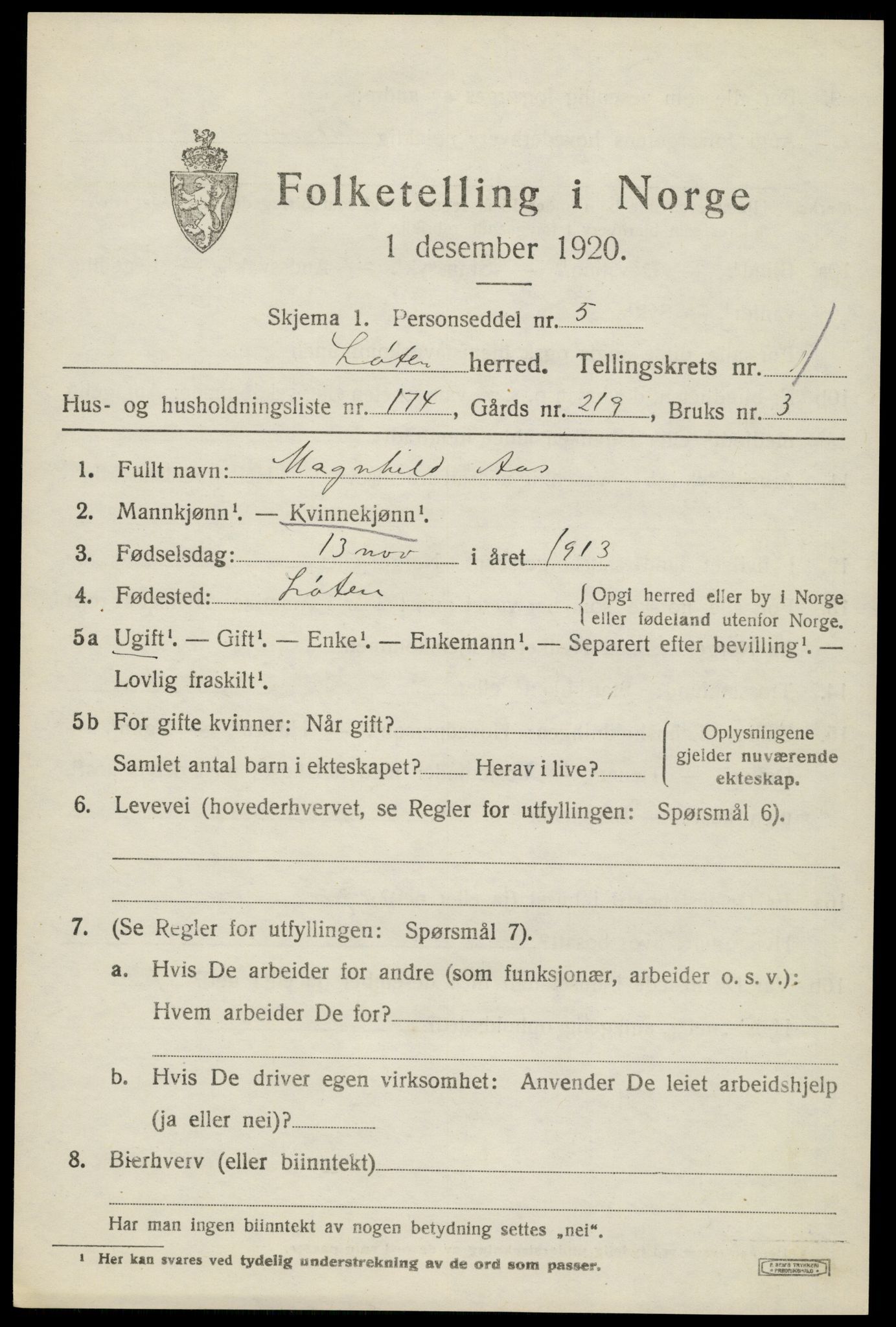 SAH, Folketelling 1920 for 0415 Løten herred, 1920, s. 4339