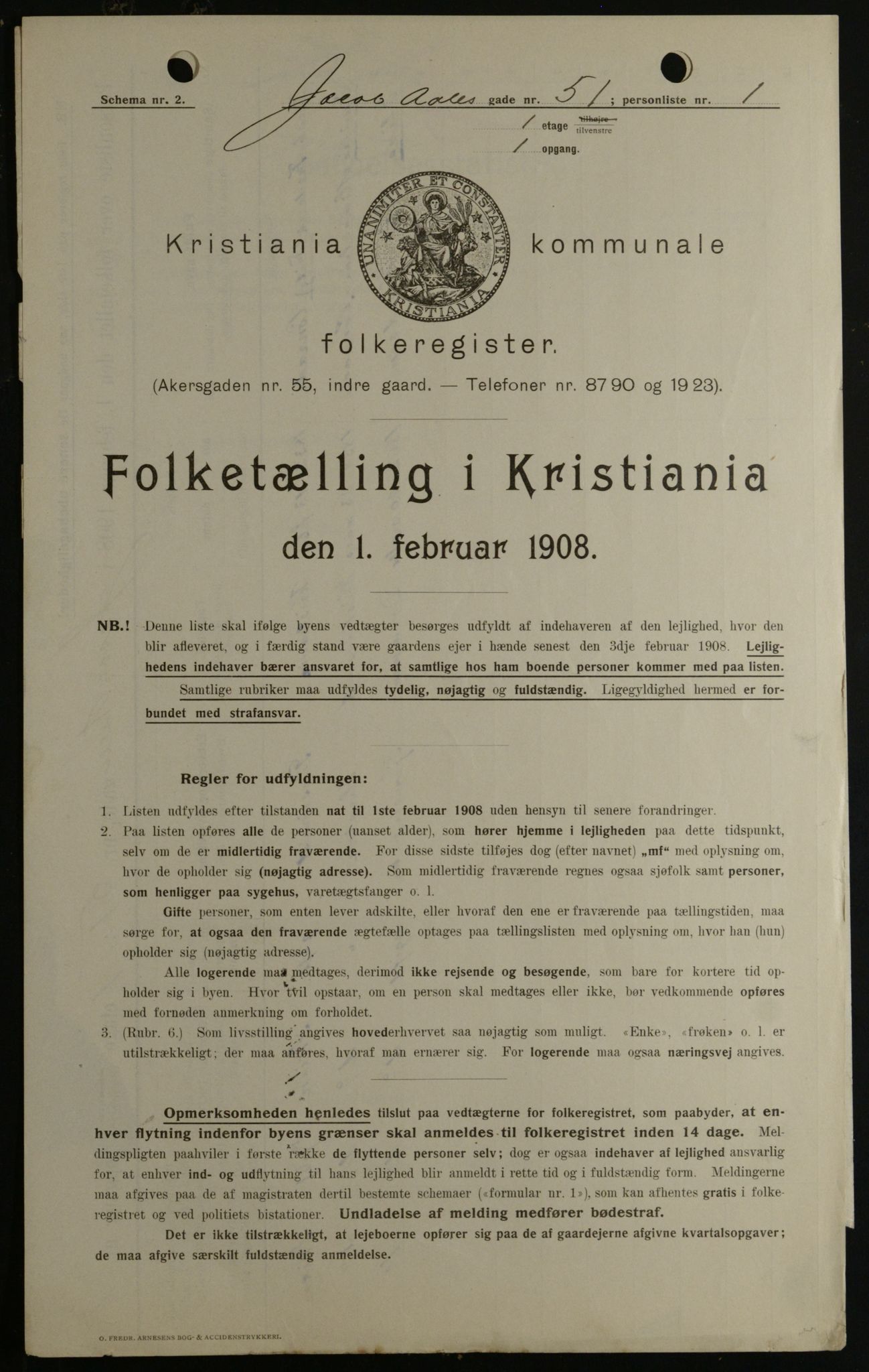 OBA, Kommunal folketelling 1.2.1908 for Kristiania kjøpstad, 1908, s. 40625