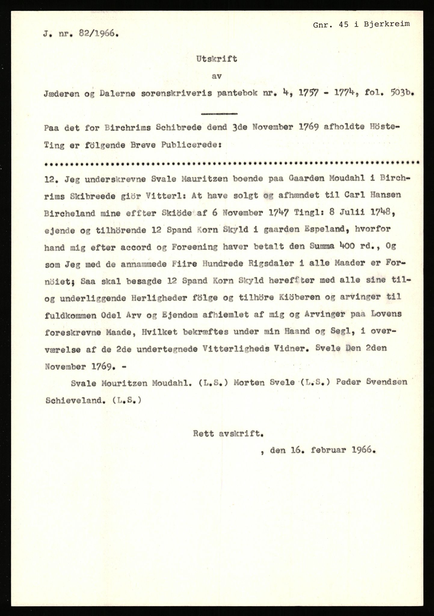 Statsarkivet i Stavanger, SAST/A-101971/03/Y/Yj/L0018: Avskrifter sortert etter gårdsnavn: Engelsvold - Espevold nedre, 1750-1930, s. 442