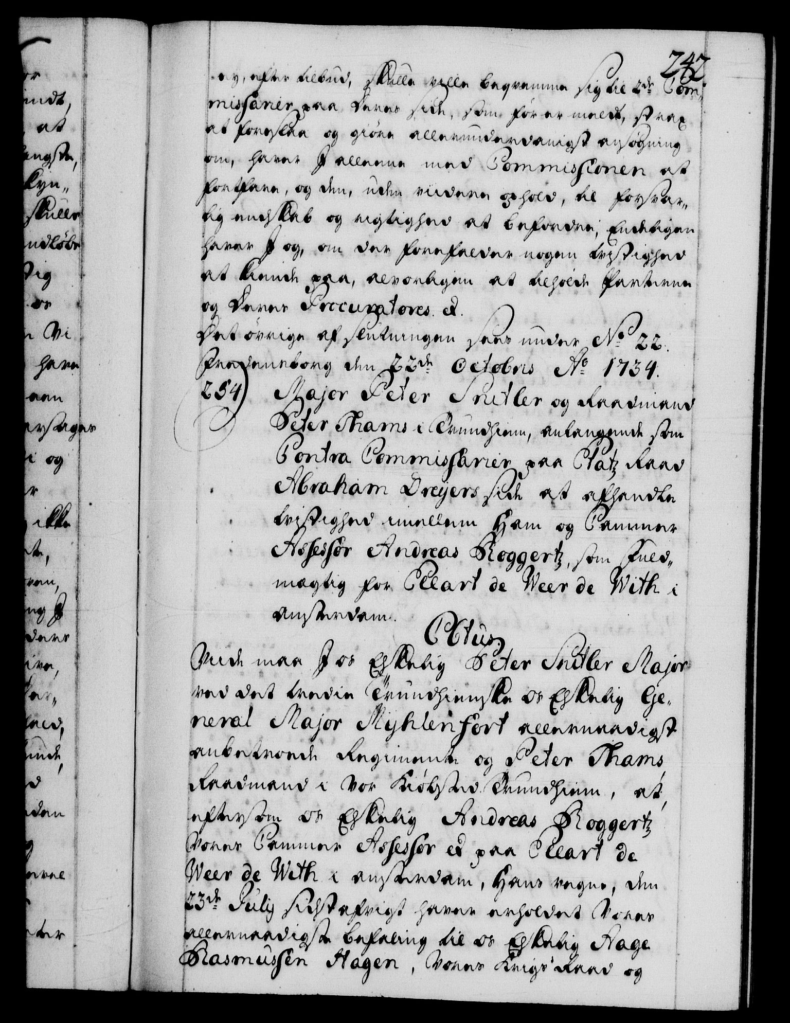 Danske Kanselli 1572-1799, AV/RA-EA-3023/F/Fc/Fca/Fcab/L0026: Norske tegnelser, 1734-1735, s. 242a