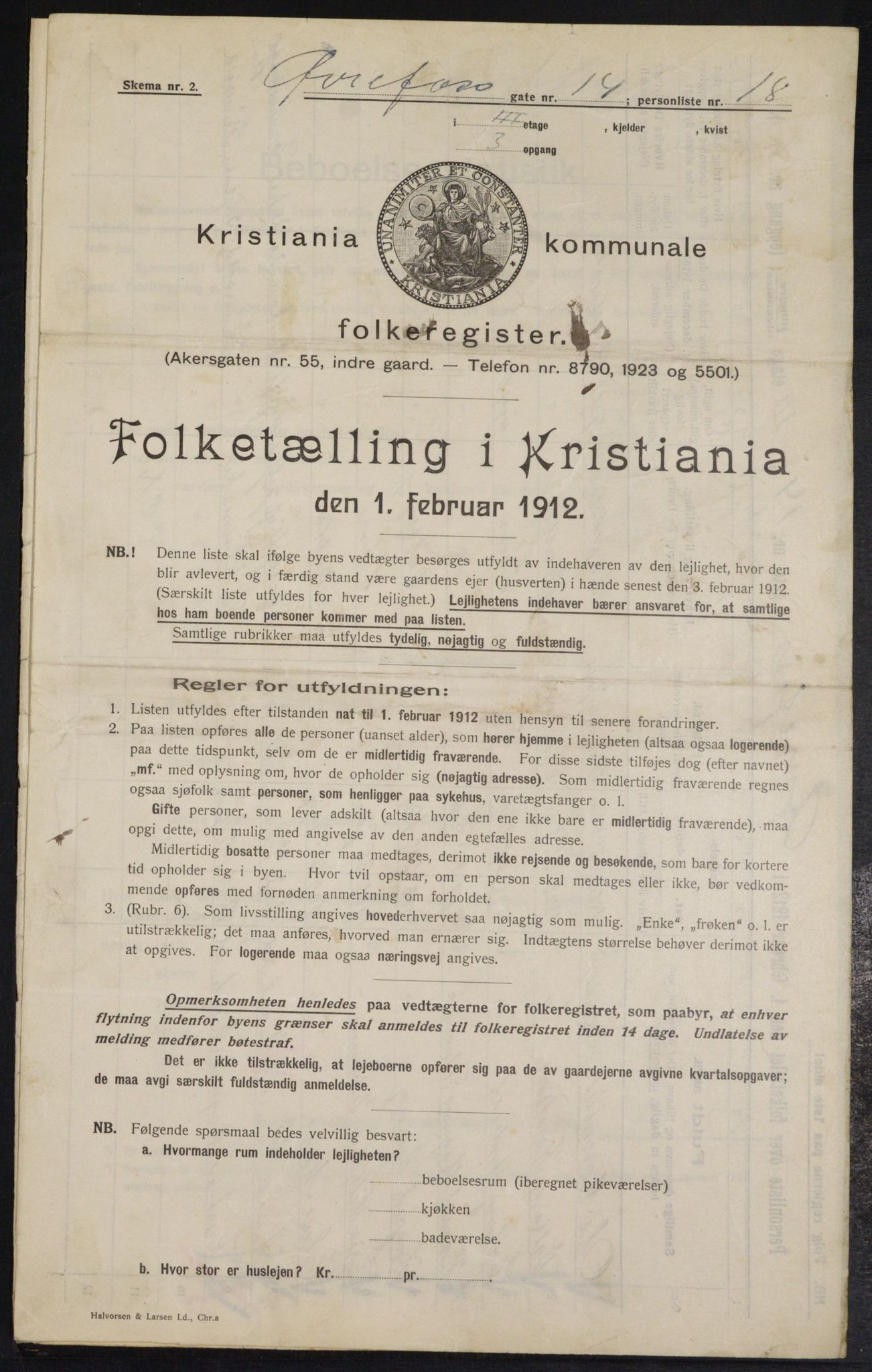 OBA, Kommunal folketelling 1.2.1912 for Kristiania, 1912, s. 129761