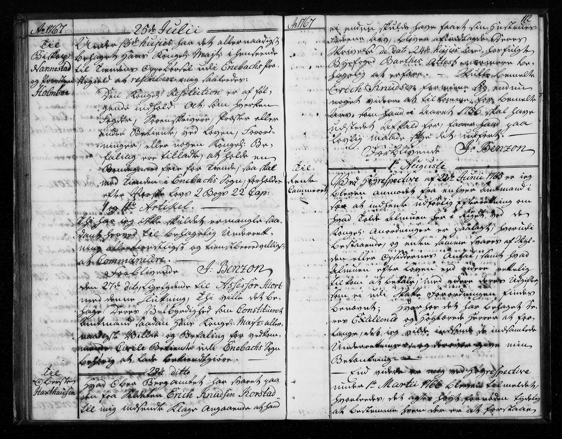 Stattholderembetet 1572-1771, AV/RA-EA-2870/Bf/L0006: Stattholderprotokoll (allmenn kopibok), 1767-1768, s. 111b-112a