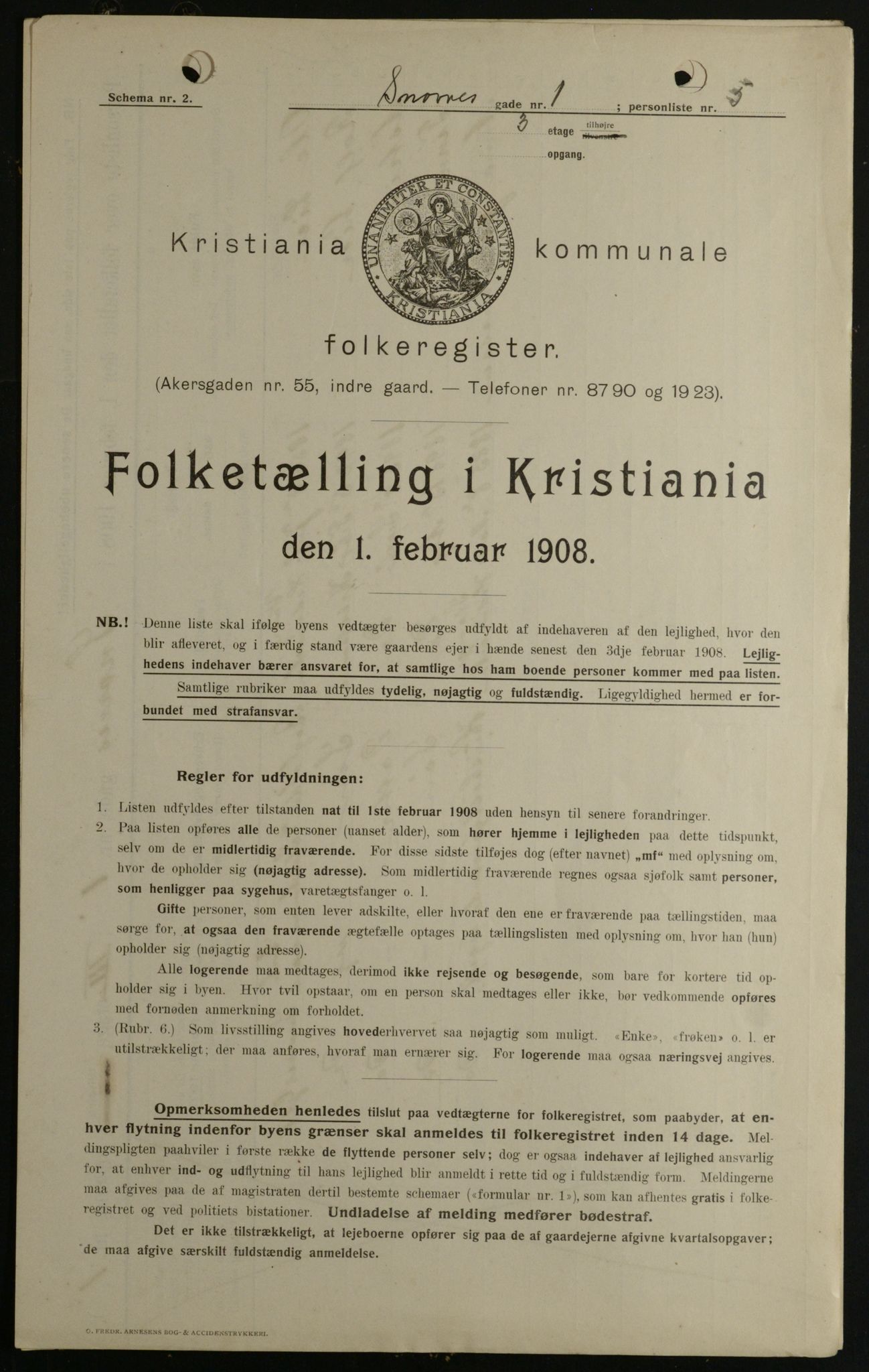 OBA, Kommunal folketelling 1.2.1908 for Kristiania kjøpstad, 1908, s. 88282