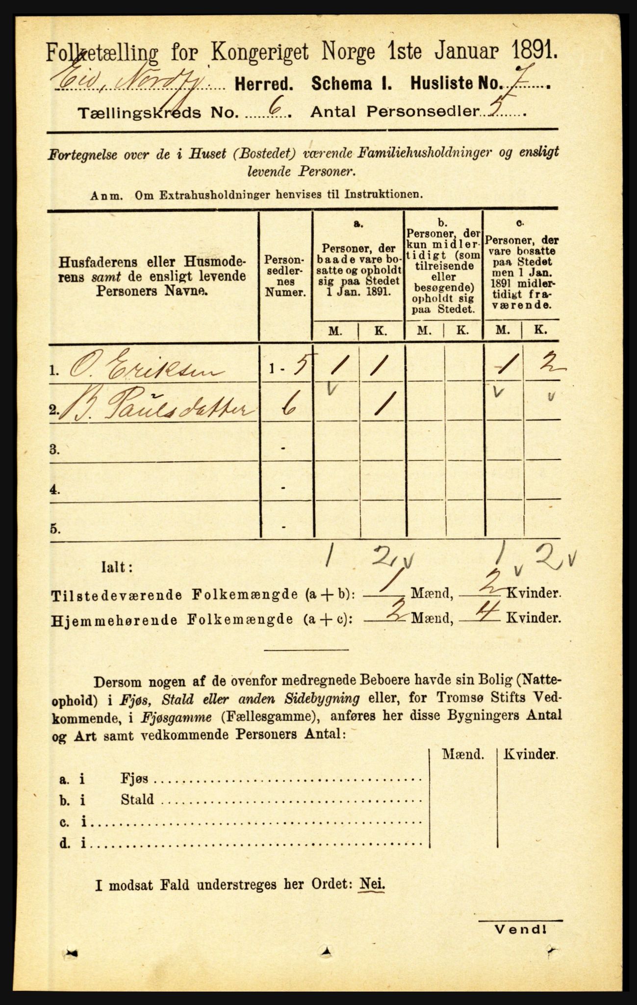 RA, Folketelling 1891 for 1443 Eid herred, 1891, s. 1437