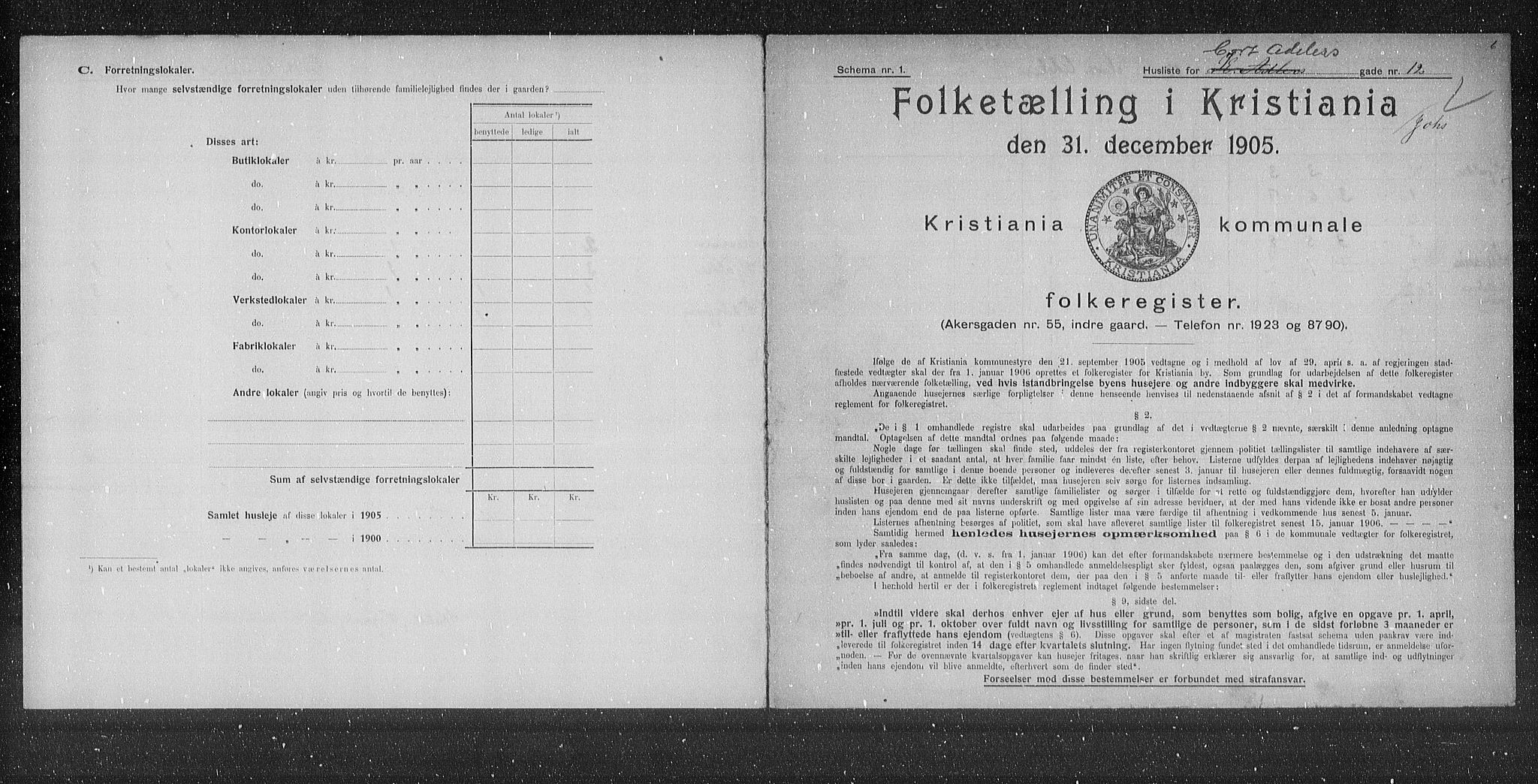 OBA, Kommunal folketelling 31.12.1905 for Kristiania kjøpstad, 1905, s. 7067