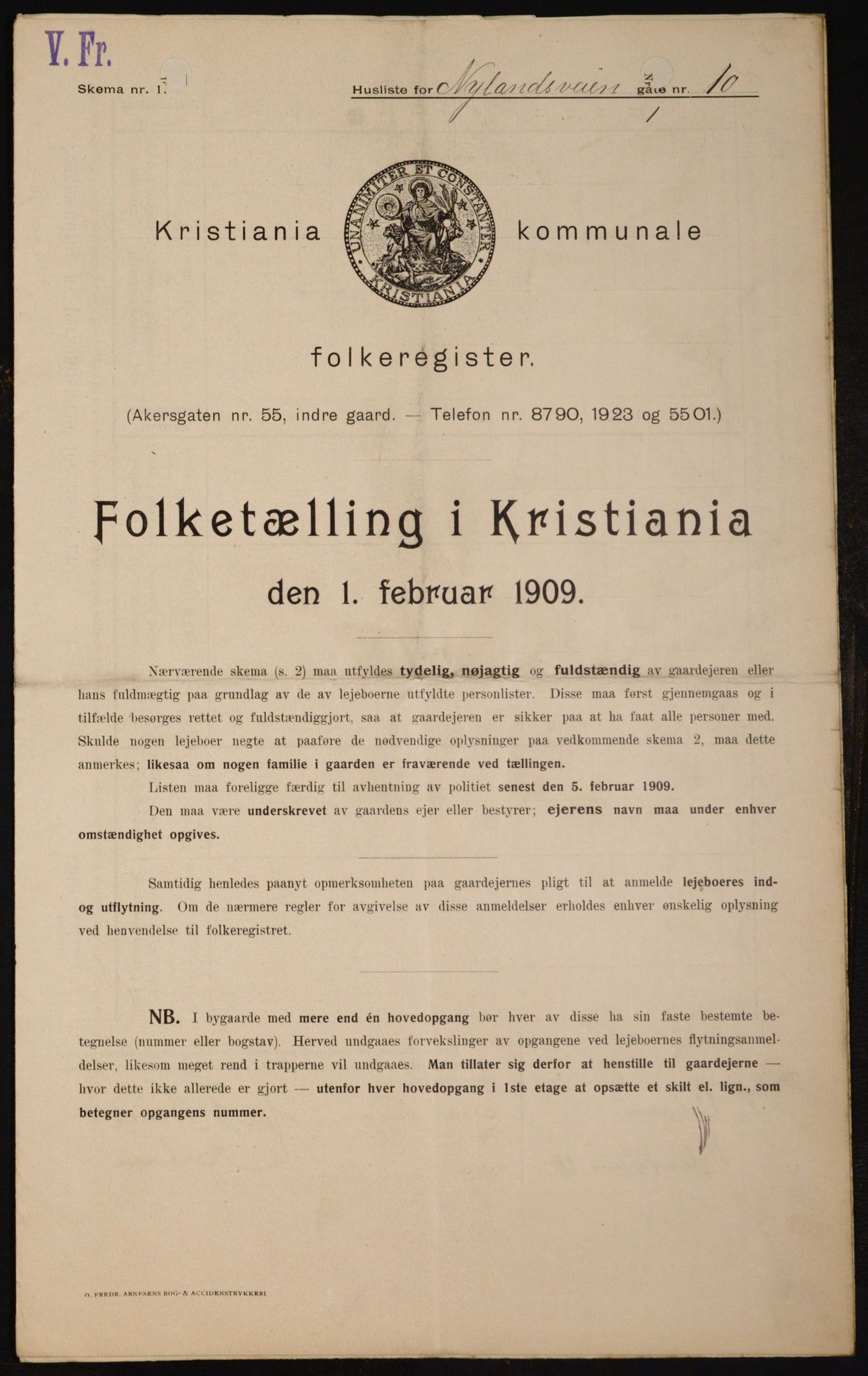 OBA, Kommunal folketelling 1.2.1909 for Kristiania kjøpstad, 1909, s. 67061