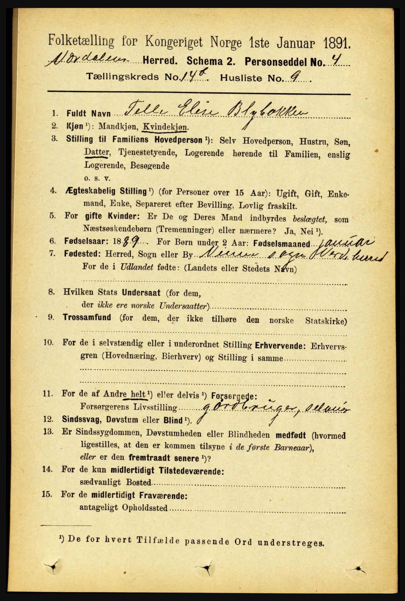 RA, Folketelling 1891 for 1721 Verdal herred, 1891, s. 7404