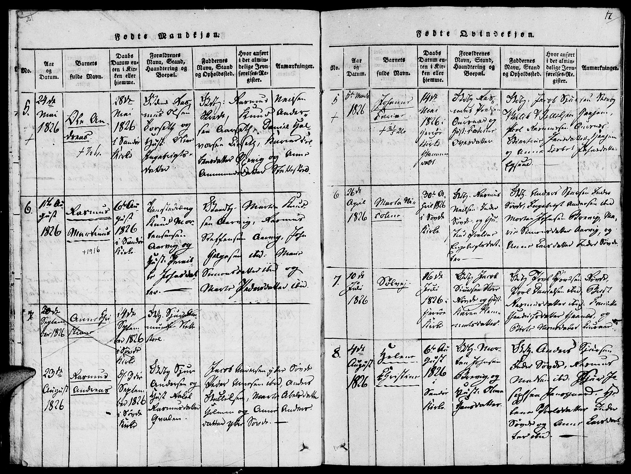 Ministerialprotokoller, klokkerbøker og fødselsregistre - Møre og Romsdal, AV/SAT-A-1454/504/L0054: Ministerialbok nr. 504A01, 1816-1861, s. 17