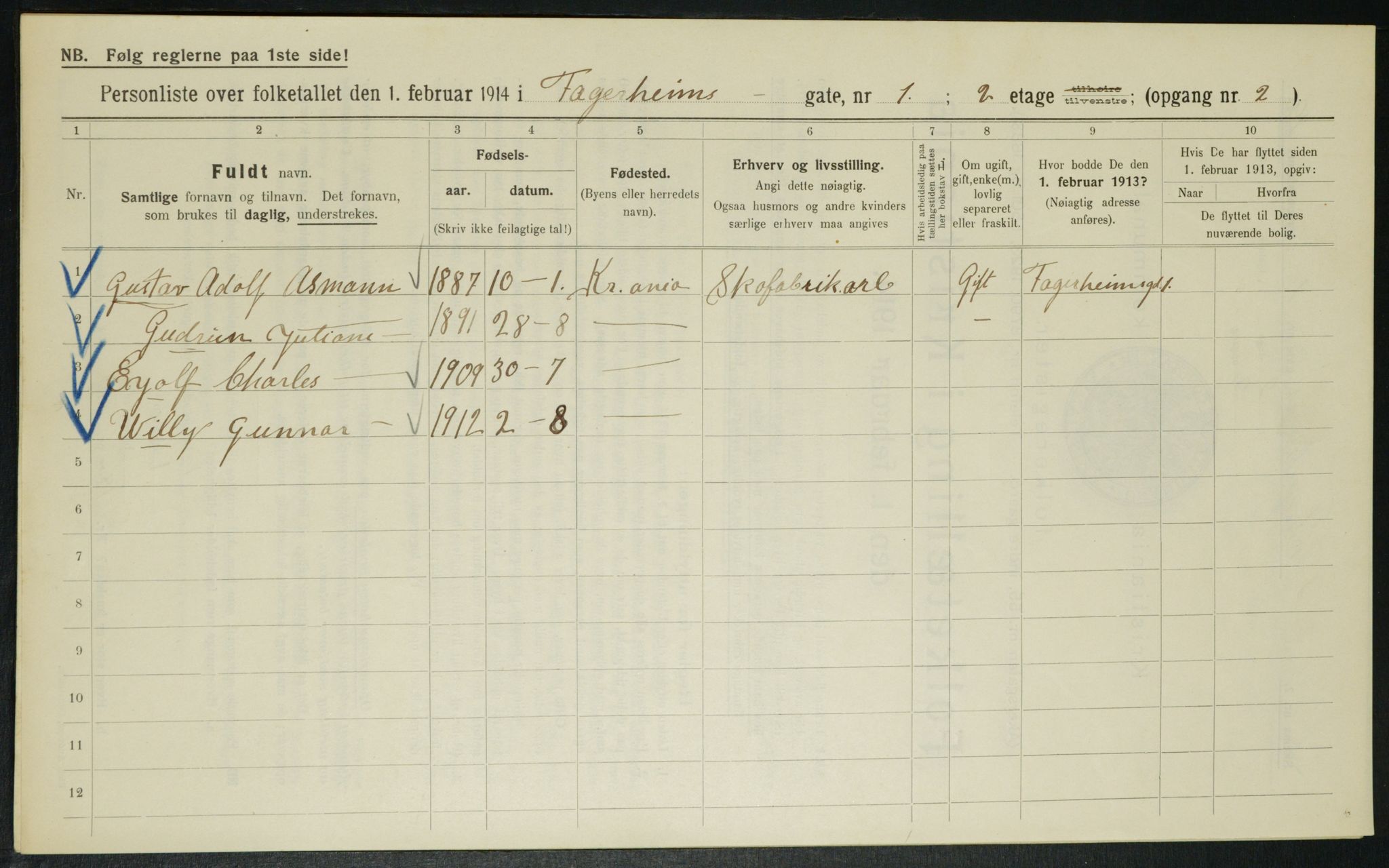 OBA, Kommunal folketelling 1.2.1914 for Kristiania, 1914, s. 23235